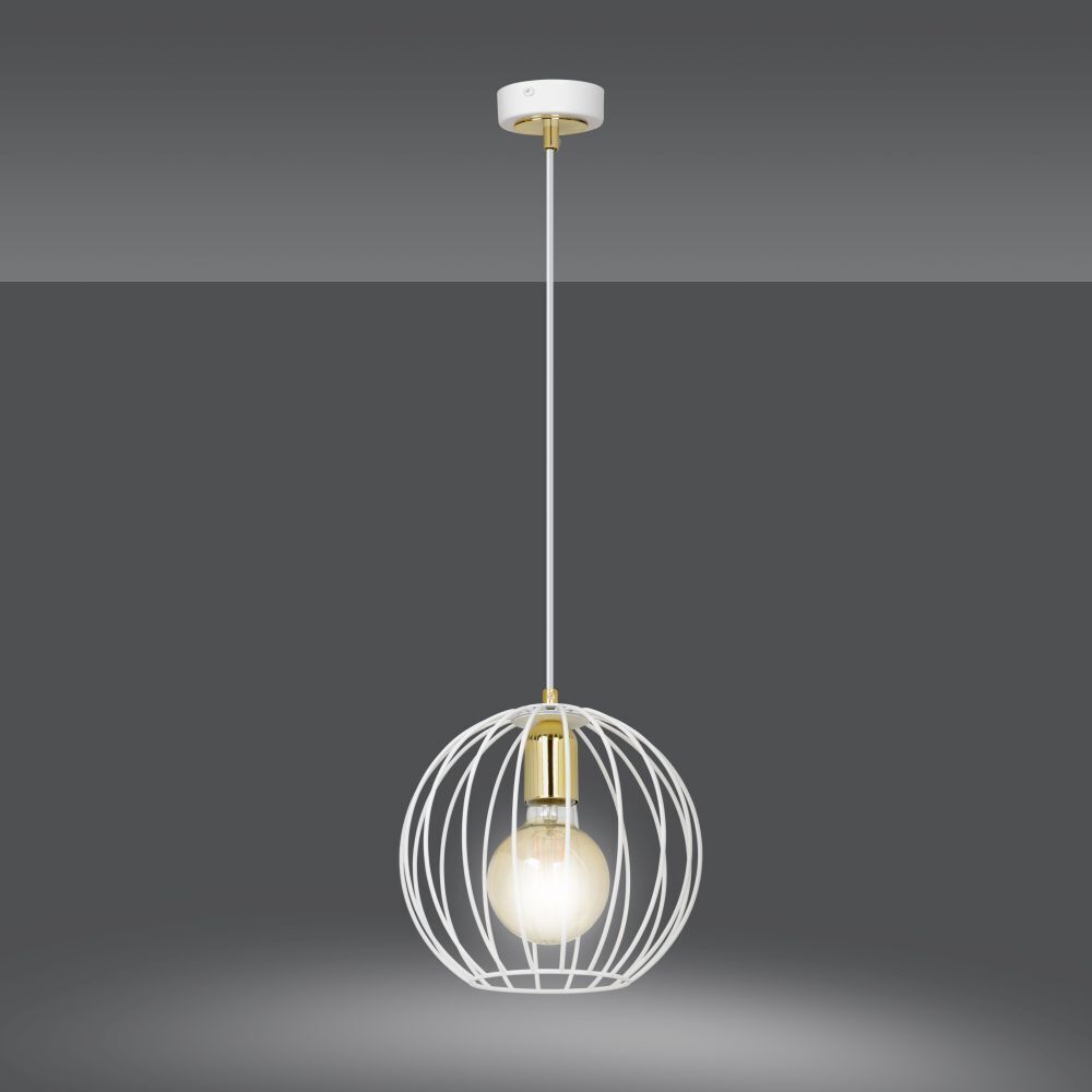 Lampe à suspendre Blanc rond Ø23cm E27 réglable Rétro