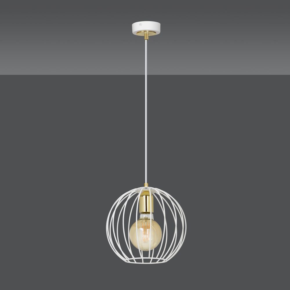 Lampe à suspendre Blanc rond Ø23cm E27 réglable Rétro