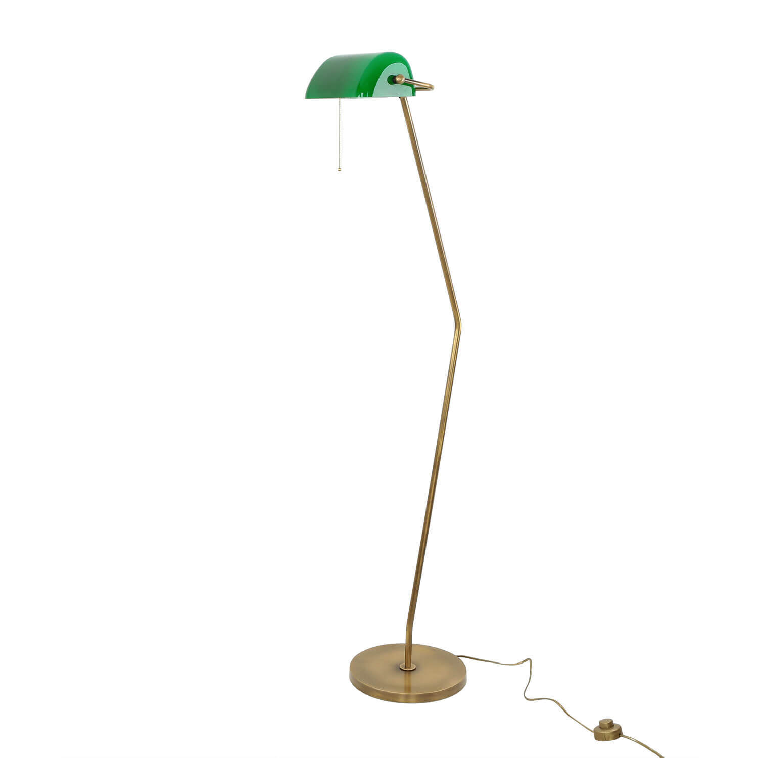 bankerlampe-stehlampe-stehleuchte-messing-bankerleuchte-gruen-glas-schirm-zugpendel-1 Stehlampe, Brass, Grün, Schirm, Gelenkarm