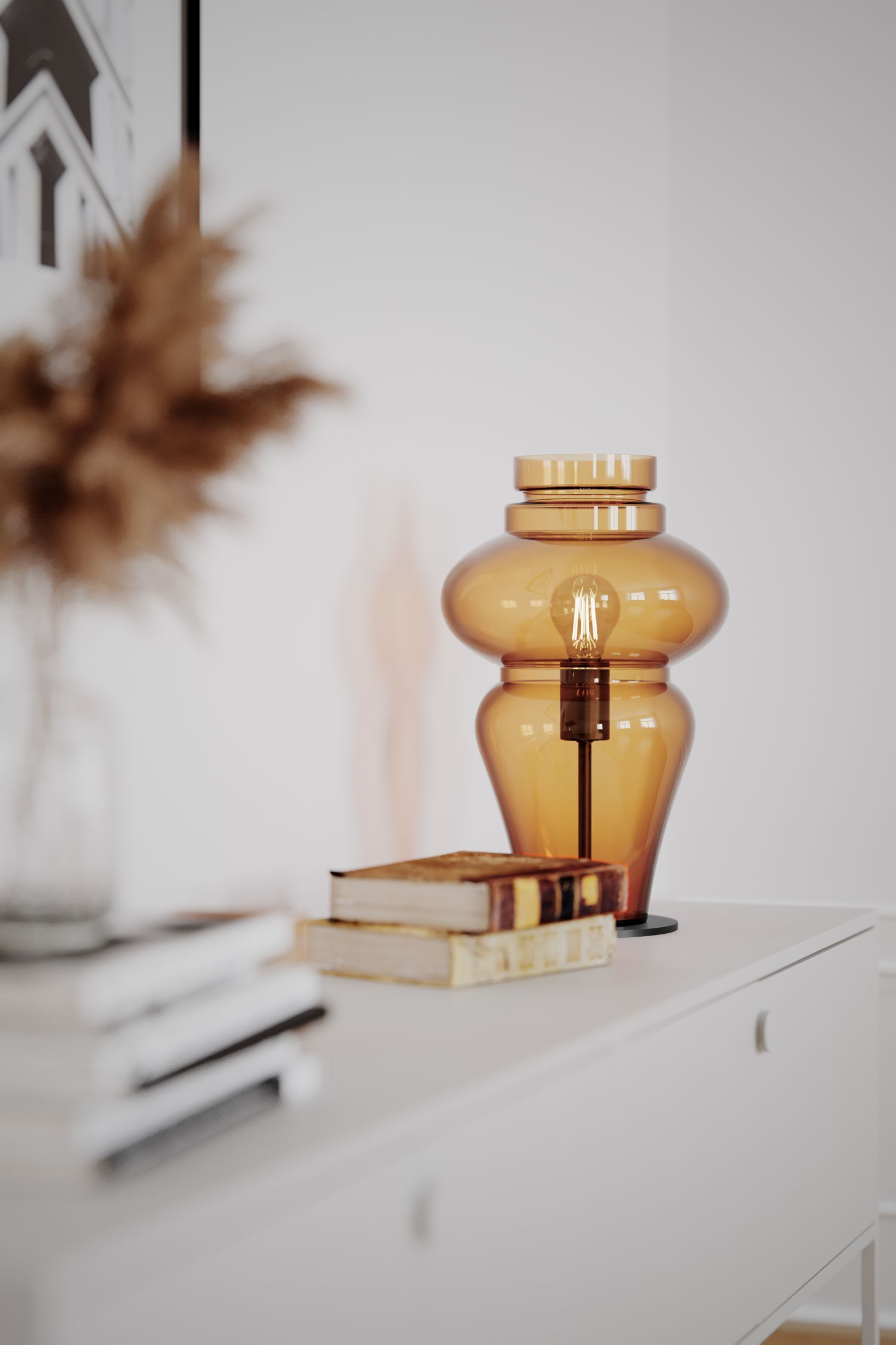 Lampe de table verre fumé métal 40,6 cm de haut E27 design vintage Krug, Lampe, Töpferei, Tischlampe, Parfüm