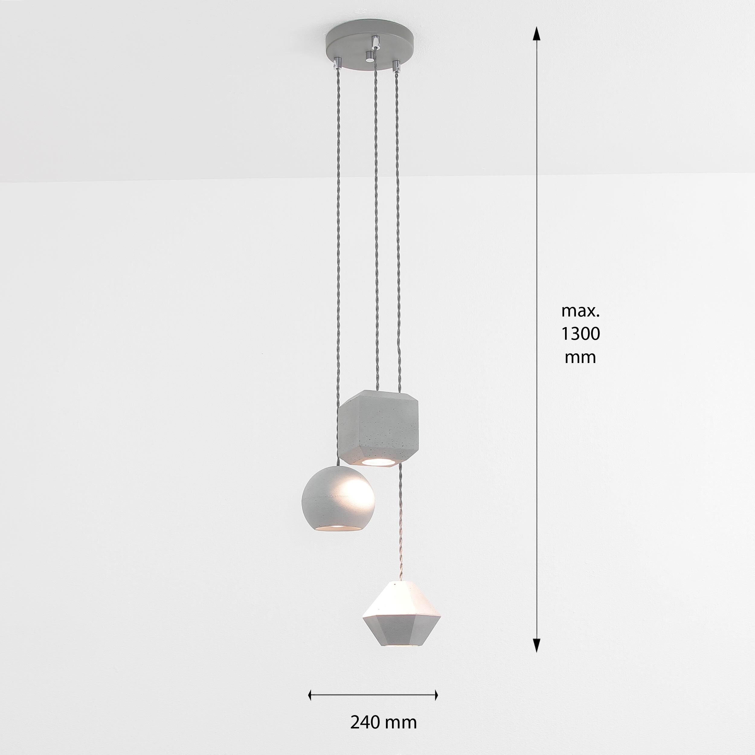 Moderne Hängeleuchte 3-flmg Beton Ø15cm GEOMETRIC