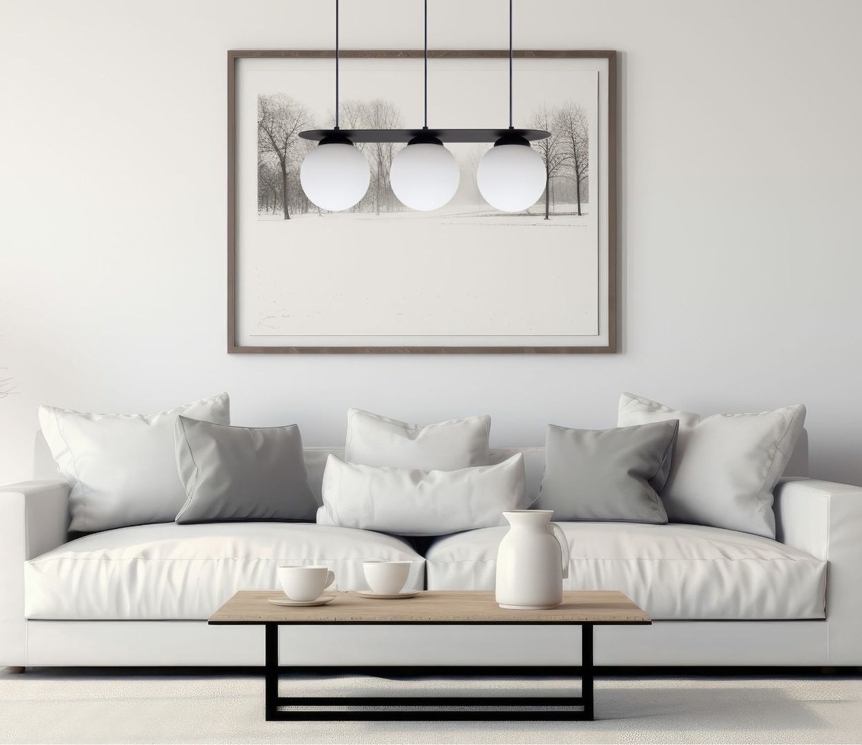 Blendarme Lampe à suspendre boules en verre E27 3-flmg noir