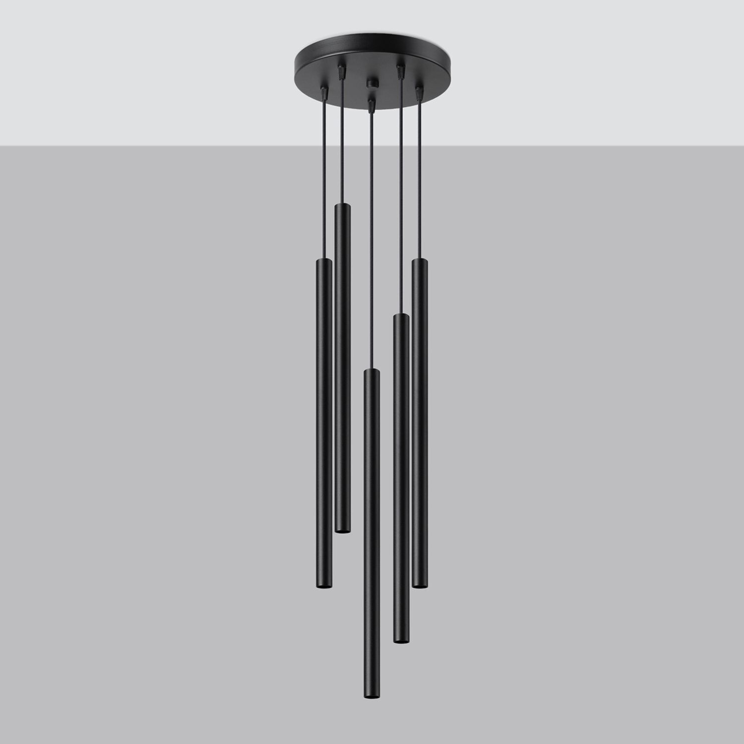 pendant light, hängende Leuchte, schwarz, mehrfach Pendel, ohne Schirm