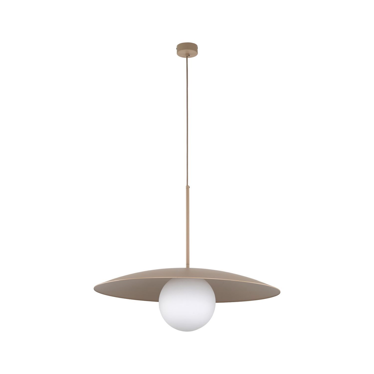 Hängelampe Glasschirm Metall rund Ø65 cm E27 Sandgrau