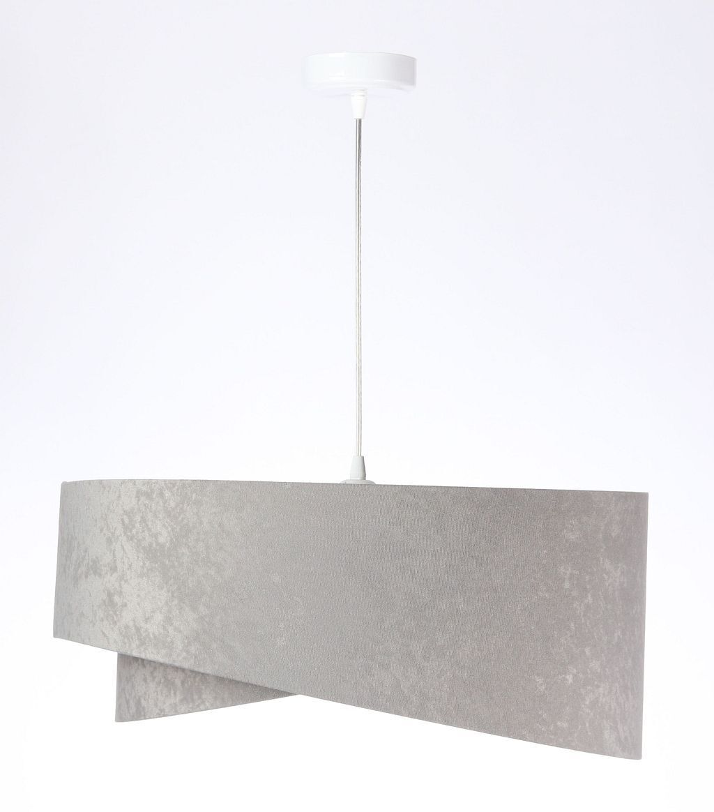 Lampe à suspendre ronde E27 D : 50 cm Gris Or Argent Abat-jour en tissu Lampe