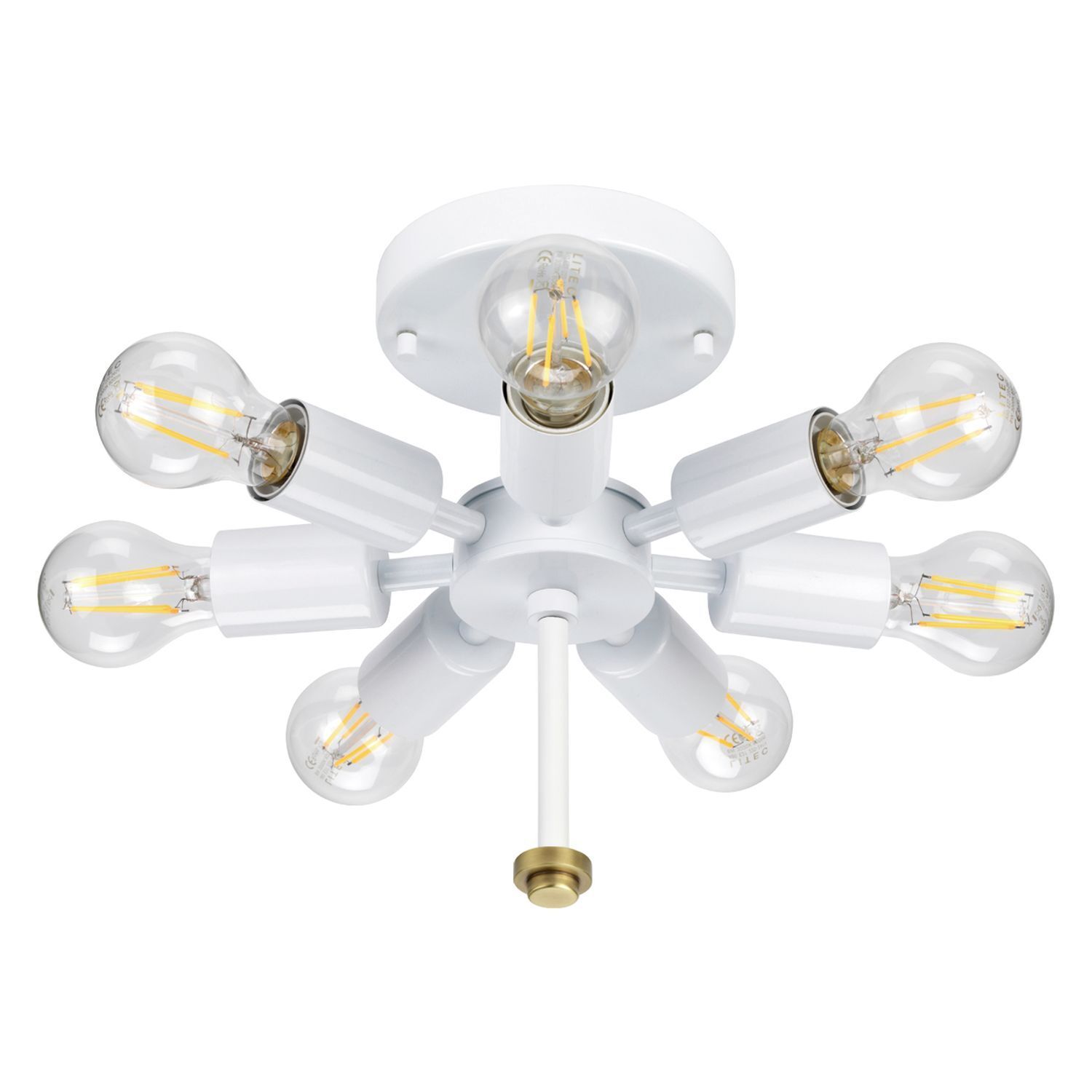 Deckenlampe Stoff groß rund Ø76cm in Creme Messing Licht, Gerät, Deckenventilator, Elektrisches Gerät