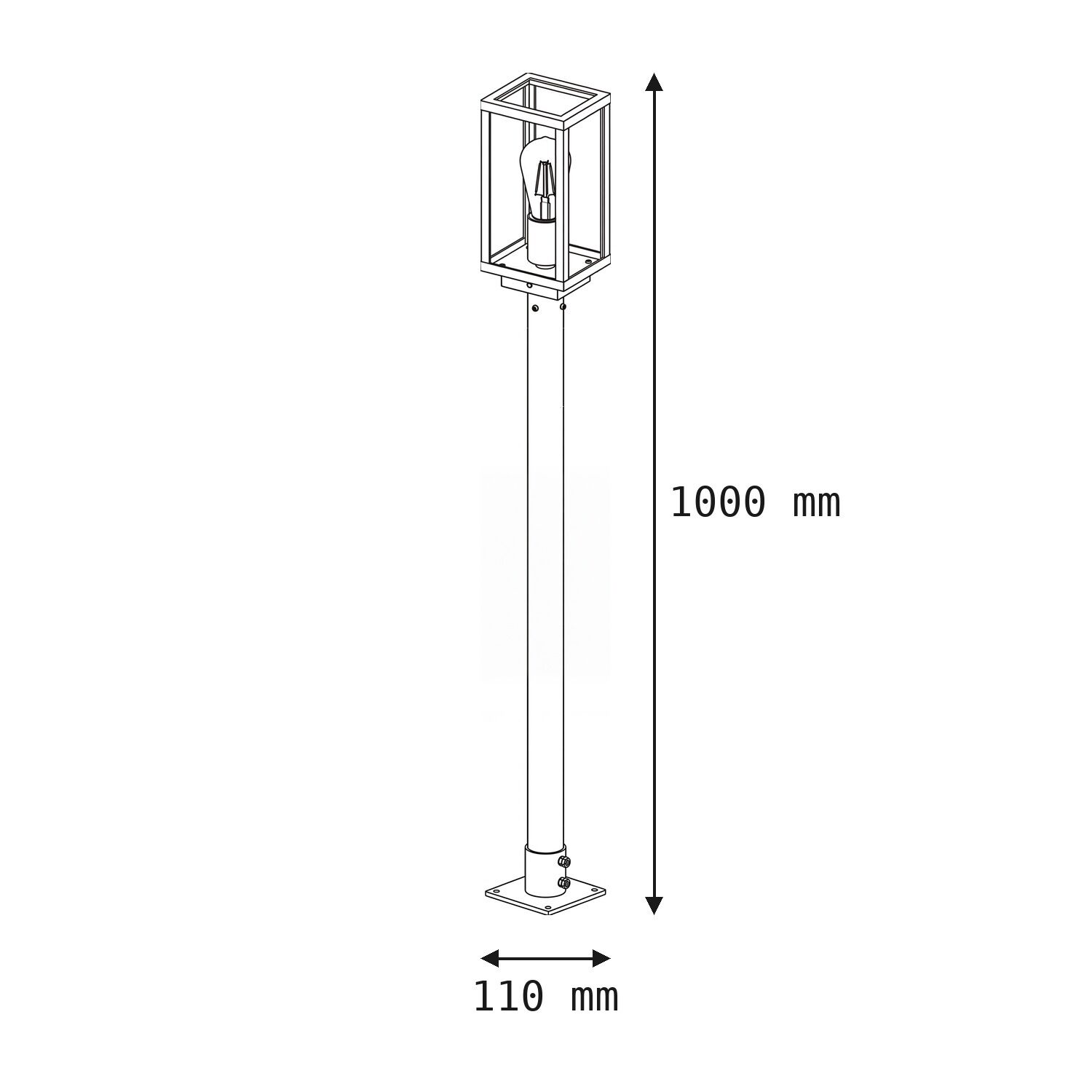 Sockelleuchte Vintage Aluminium in Zink IP44 E27 100 cm lampe, Stehlampe, Stativ, Montagebasis, Durchmesser 110 mm