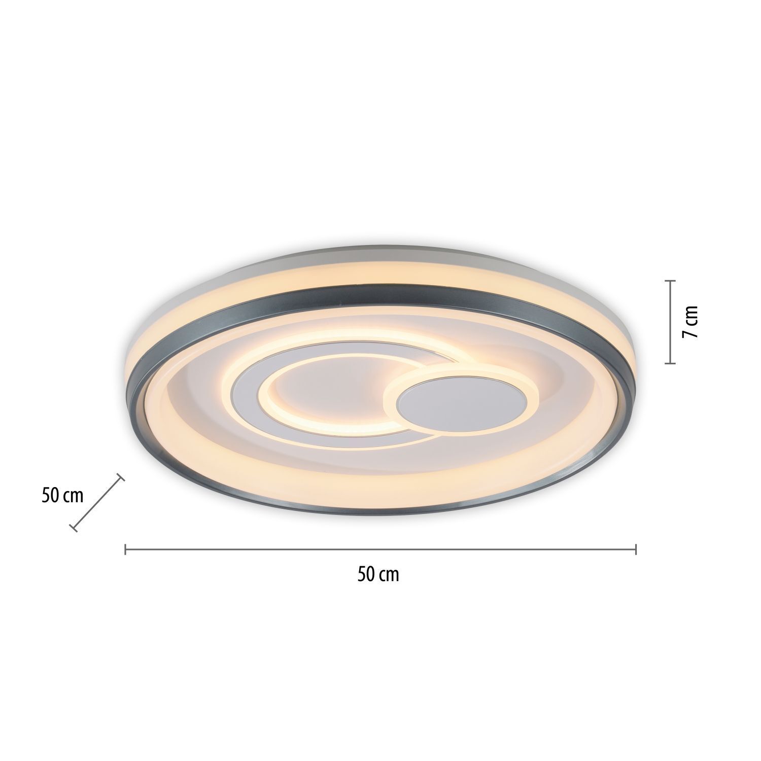 Dimmbare LED Deckenlampe Weiß Ø50 cm rund 3000 K 35 W Deckenleuchte