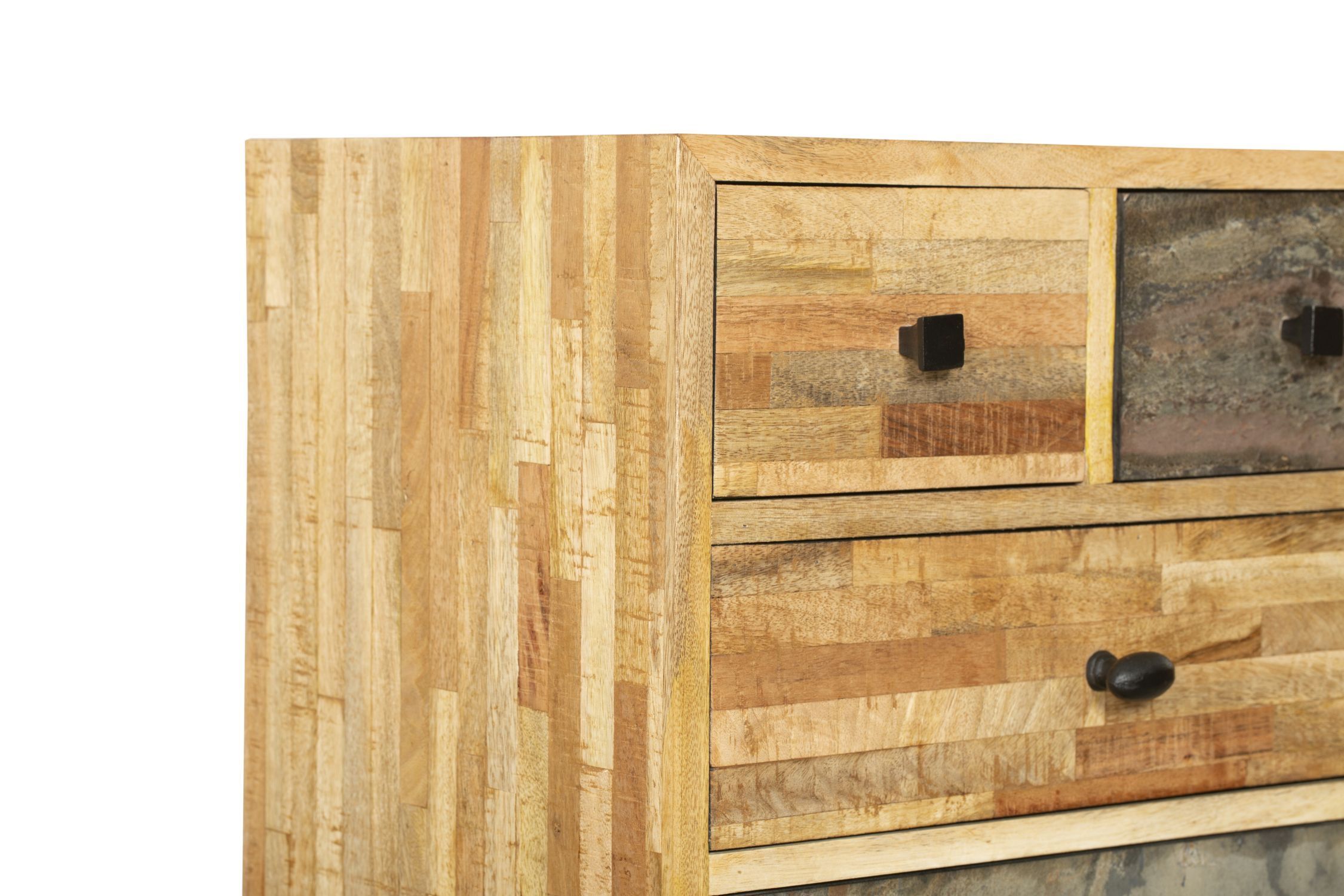 Kommode Holz Stahl H: 112 cm Modern dekorativ Schublade, Mobiliar, Anrichte, Holz, Innenarchitektur