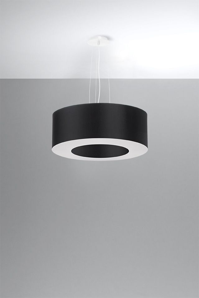 Lampe à suspendre ronde Ø 50 cm Noir Tissu Moderne SANNY