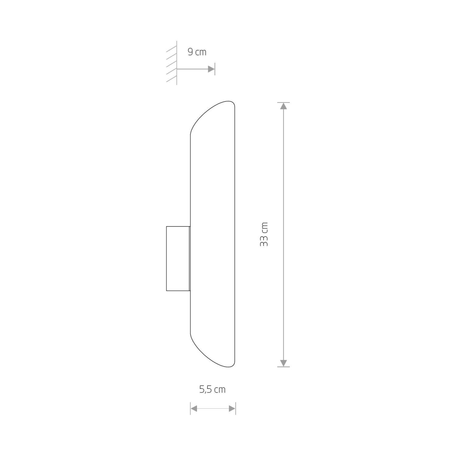 Wandleuchte, Wandlampe, Wandleuchten, gekrümmter Schirm, Abmessungen 33 cm