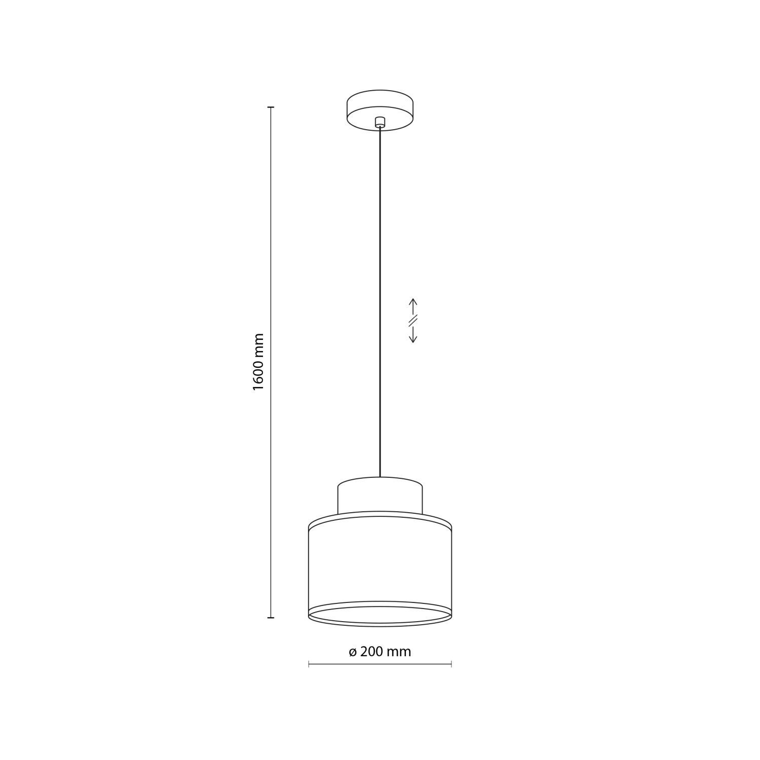 Lampe à suspendre ronde Ø 20 cm H : max. 160 cm Rétro Jute Tissu E27