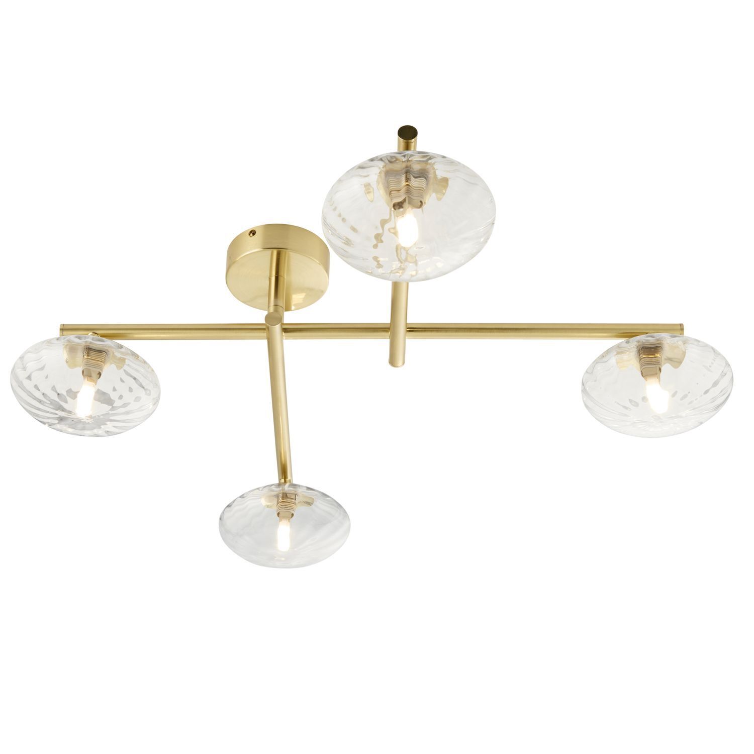 Deckenleuchte Bad IP44 Glas Metall L: 66 cm in Messing 4x G9