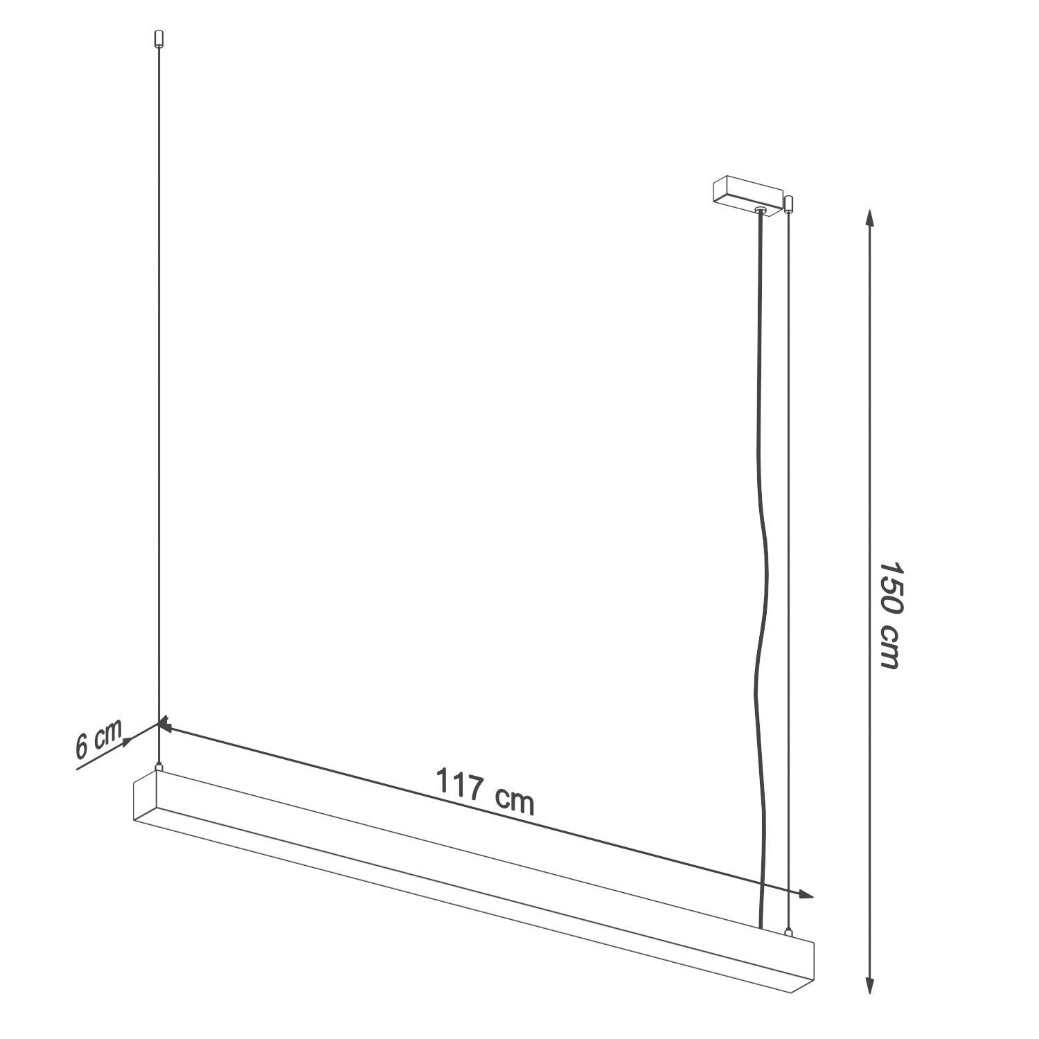 LED Hängelampe Schwarz lang 118 cm Metall 4000 K