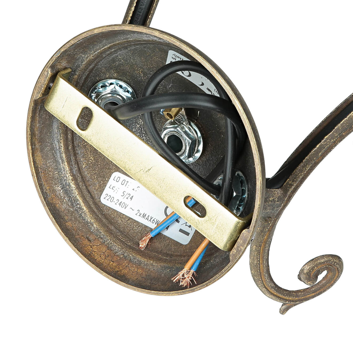 Wandleuchte Weiß Glasschirm Echt-Messing Ricciolo