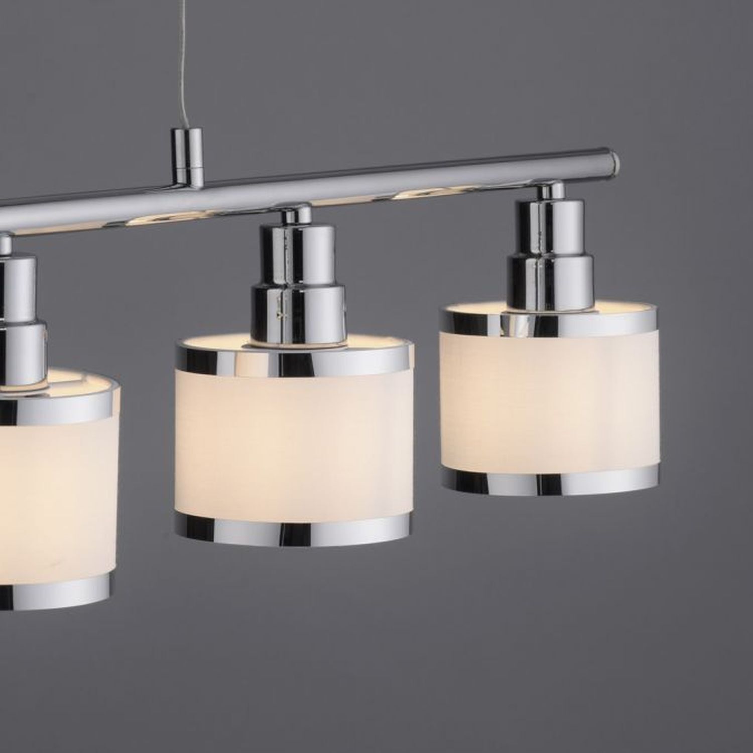 Lange Pendelleuchte Metall Chrom 5-flammig E14 90 cm Leuchte, Lampe