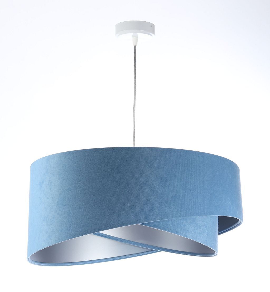 Pendelleuchte Blau Silber E27 rund Ø 50 cm Velours Optik Lampe