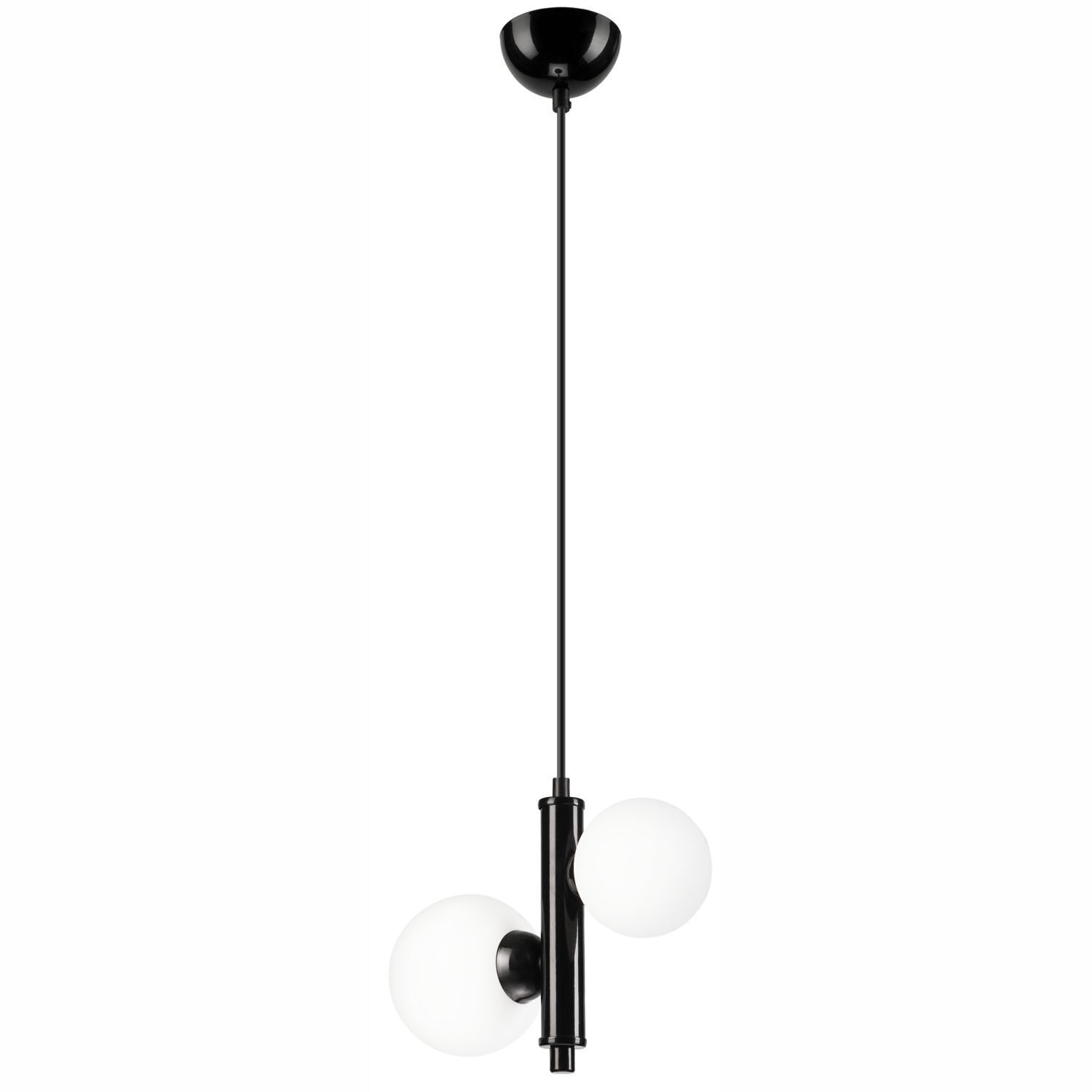 Lampe à suspendre métal verre noir blanc 2x E27 Abat-jour sphérique