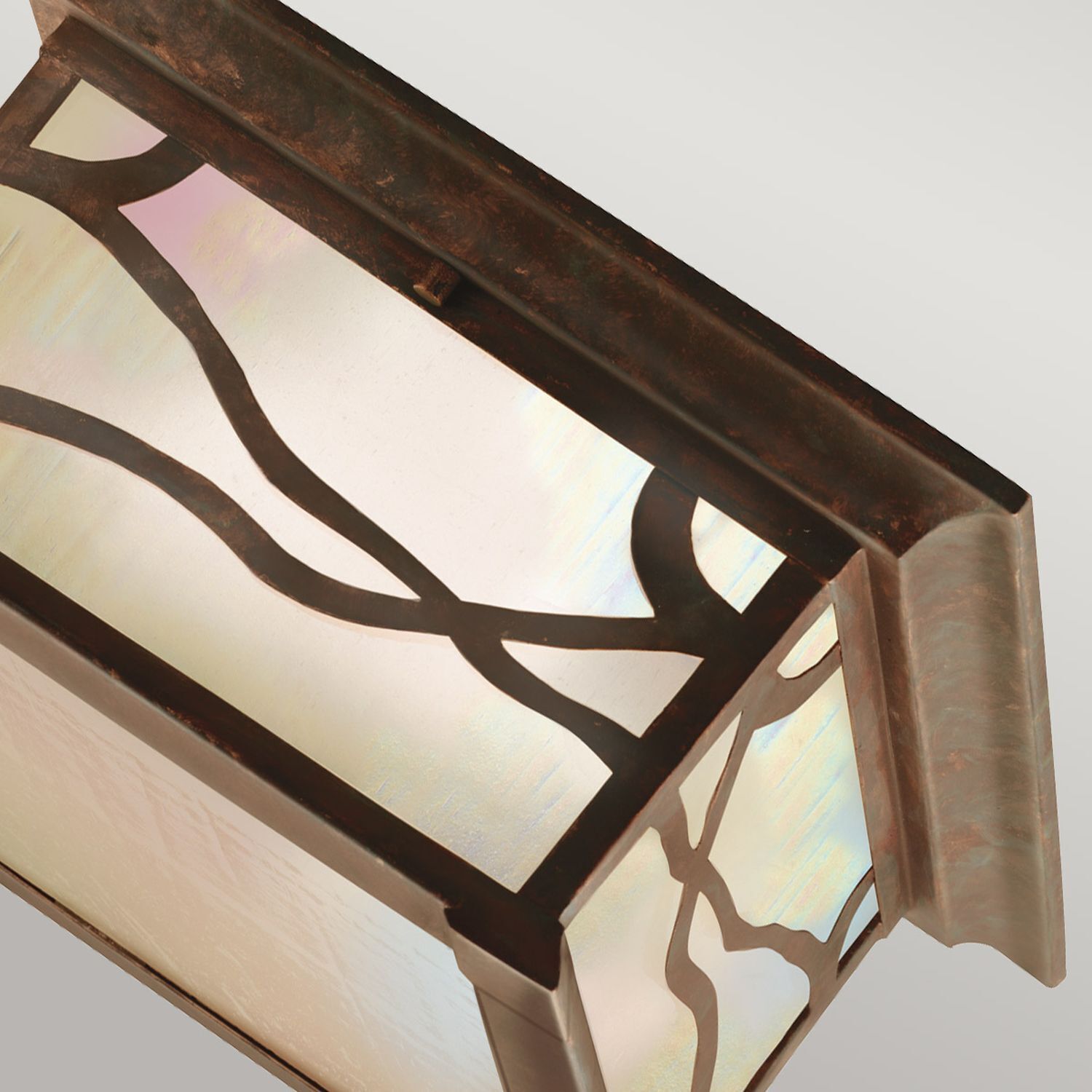 Wandleuchte, Wandleuchte Metall, Glasscheibe, Musterrohr, Rustikale Beleuchtung