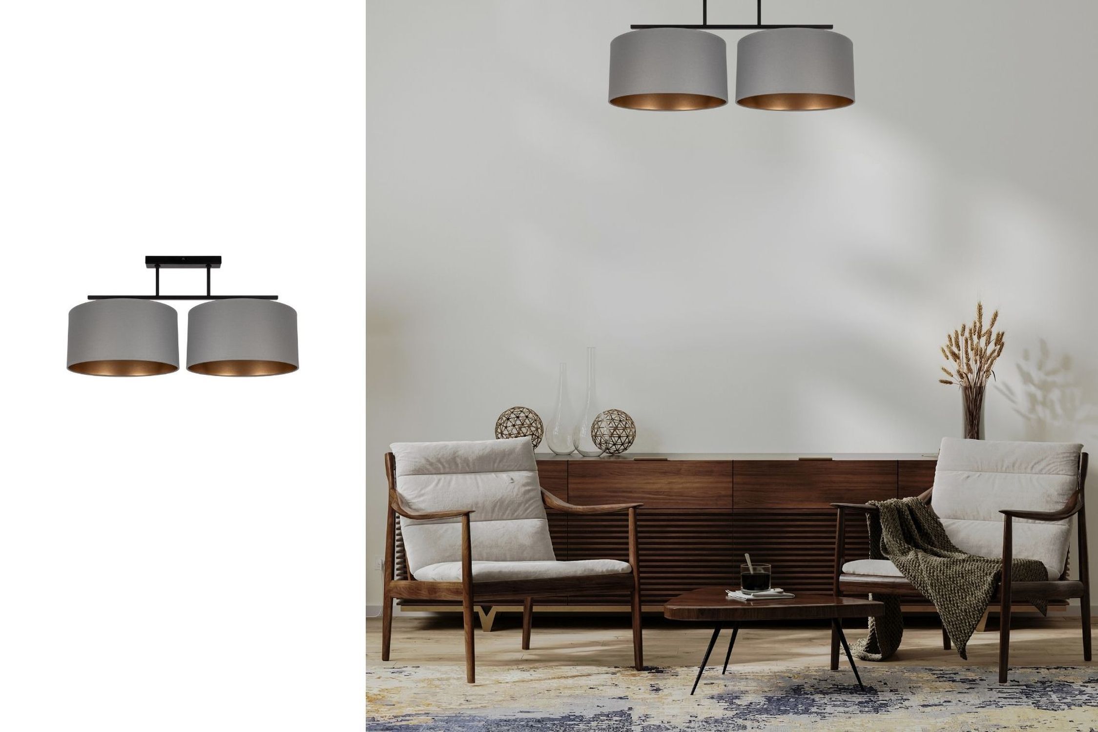 Lampe de plafonnier Tissu noir éblouissant gris or E27 70 cm Lampe, Drinnen, Innenarchitektur, Inneneinrichtung