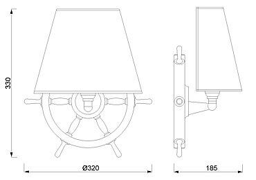 Maritime Wand Lampe Messing Steuerrad VELIERO