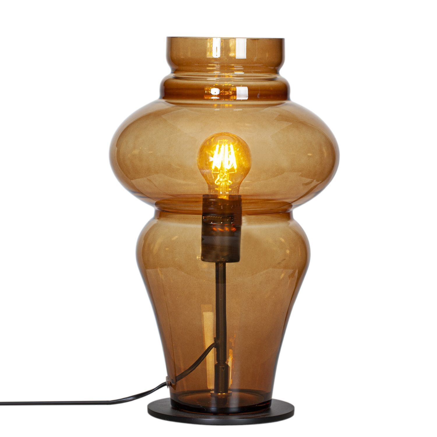 Tischlampe Rauchglas Metall 40,6 cm hoch E27 Vintage Design