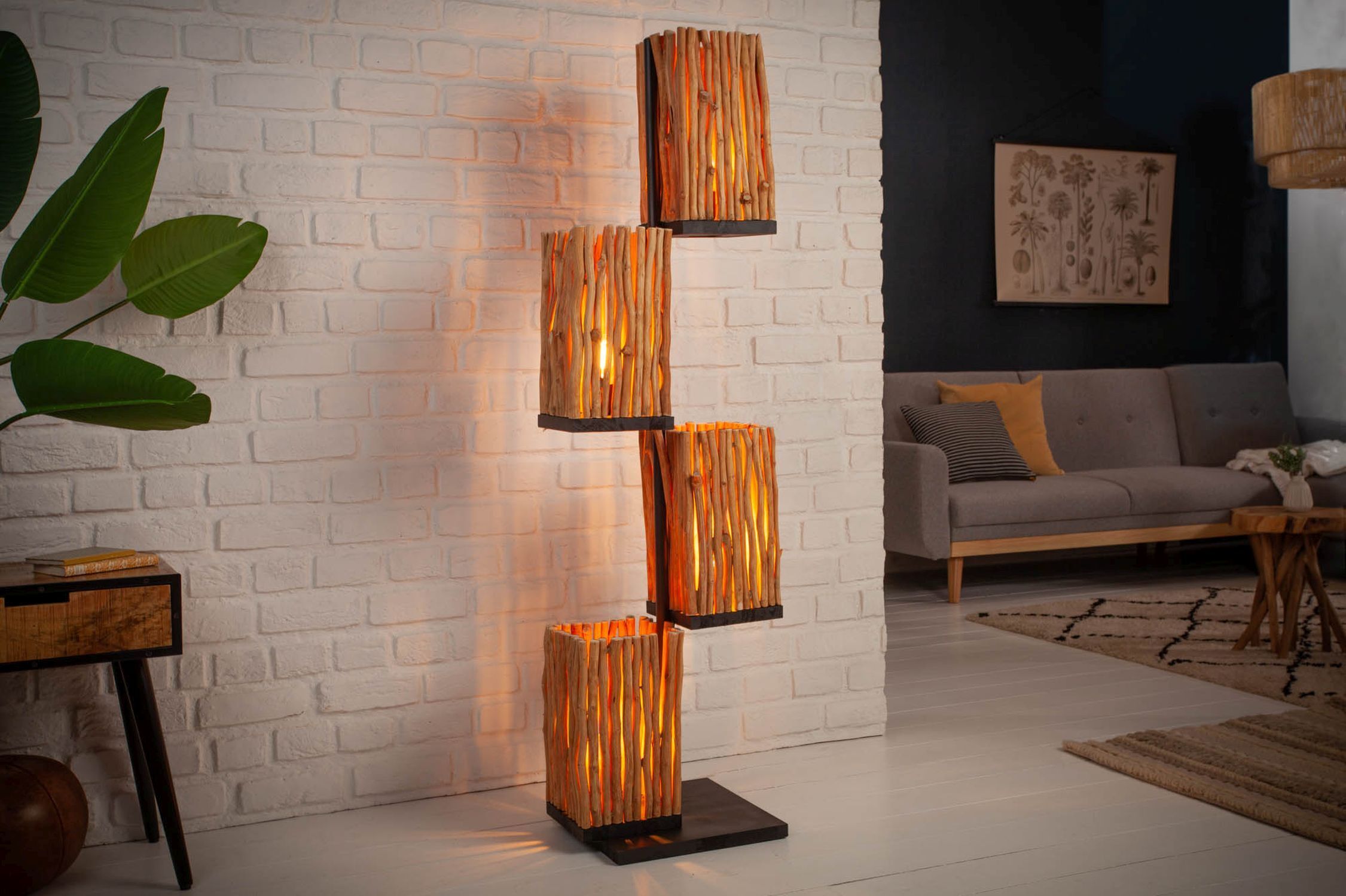 Lampe, Stehlampe, Holzlampe, Dekorationslampe, Wohnzimmer