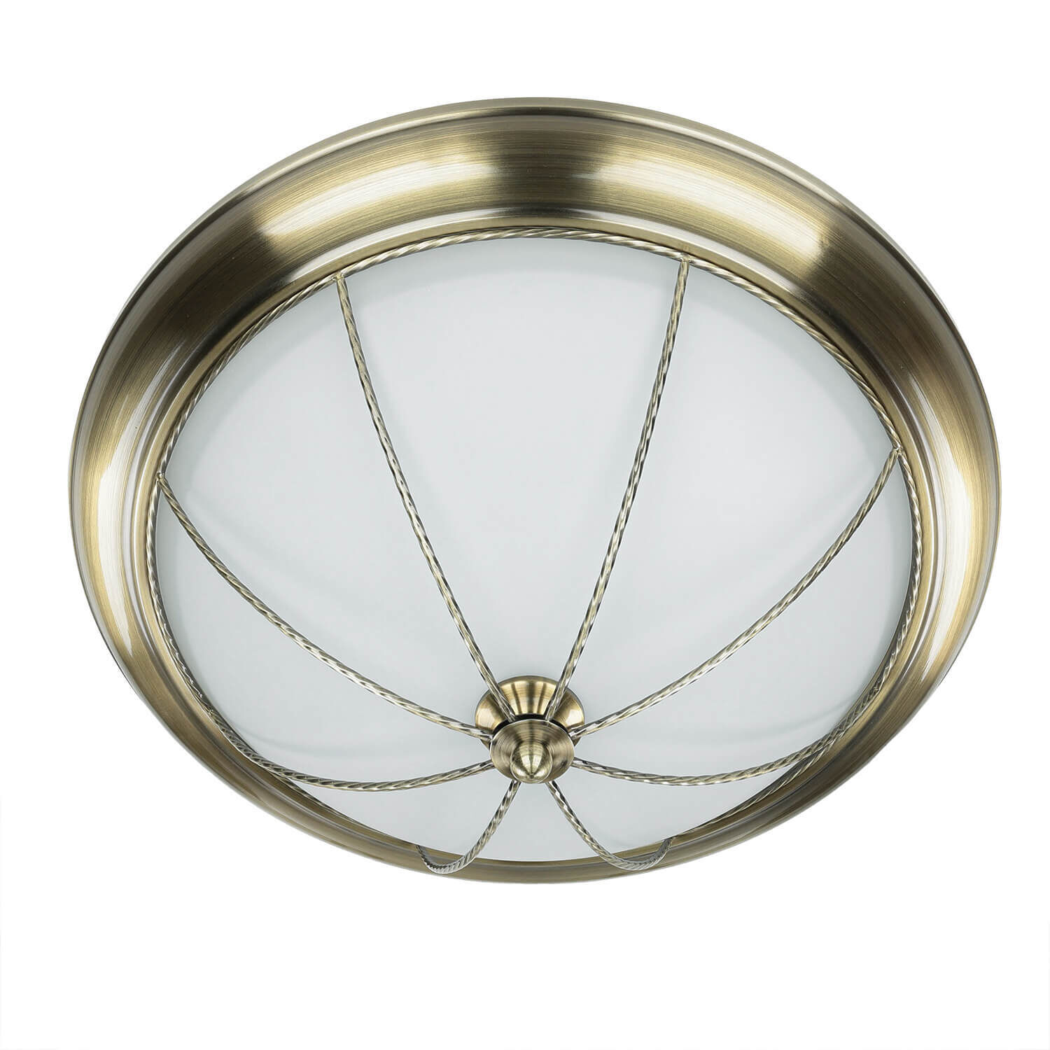 Runde Deckenleuchte E27 SUDAN mit Glasschirm Messing Optik Deckenleuchte, Messing, Glas, Kabelattr, Rundschirm