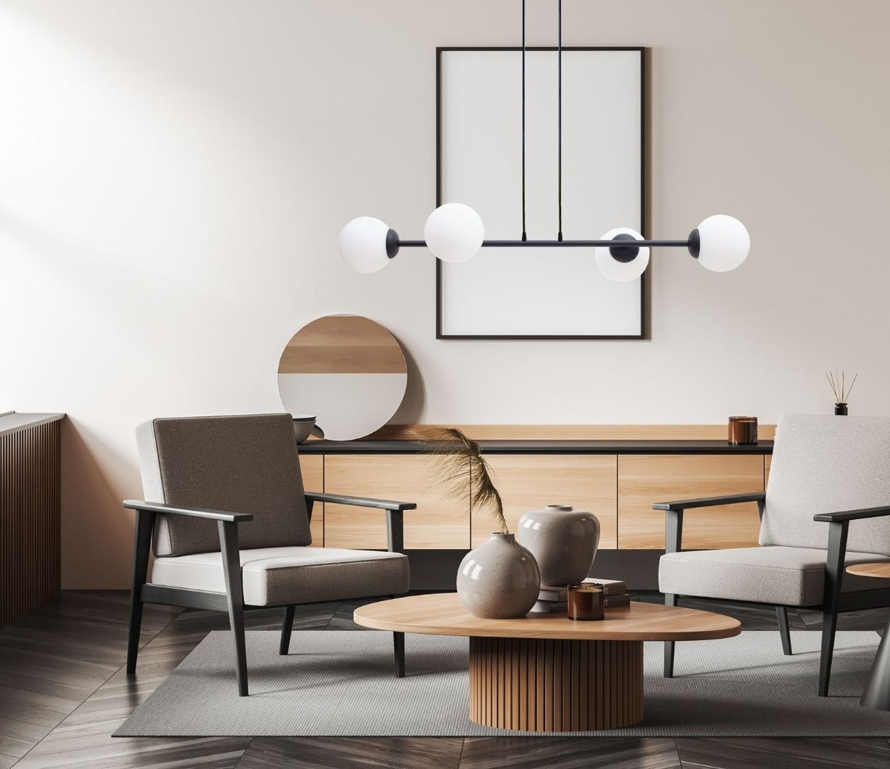 Große Hängelampe blendarm Glas Metall 85 cm E27 Schwarz sofa, Sessel, Wohnzimmer, Couchtisch, Dekoration