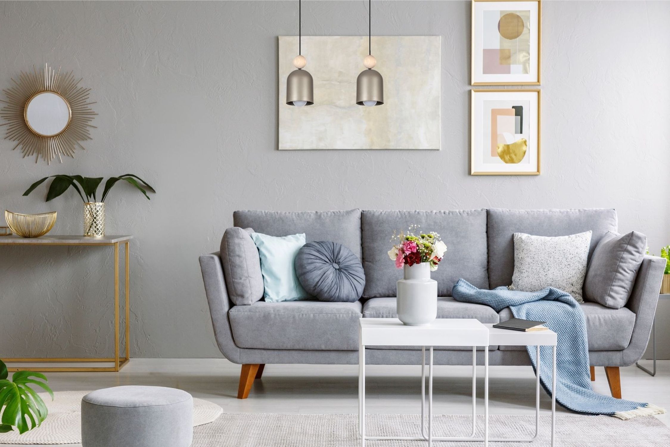 Gemütliche Hängelampe Champagner Metall Holz E27 46 cm Dekoration für Zuhause, Wohnzimmer, Couch, Tabelle, Kissen