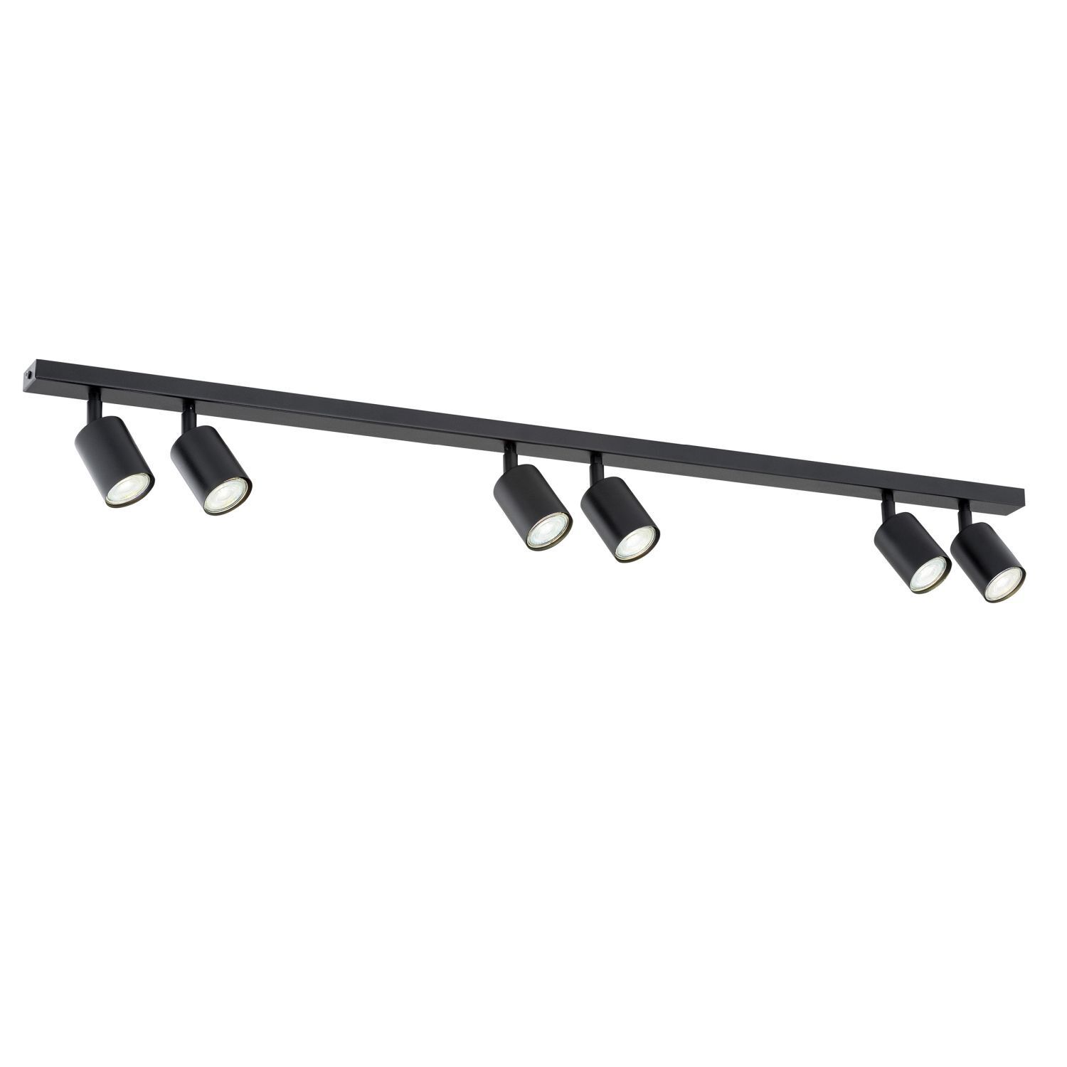 Plafonnier métal 116 cm de long noir GU10 6 flammes