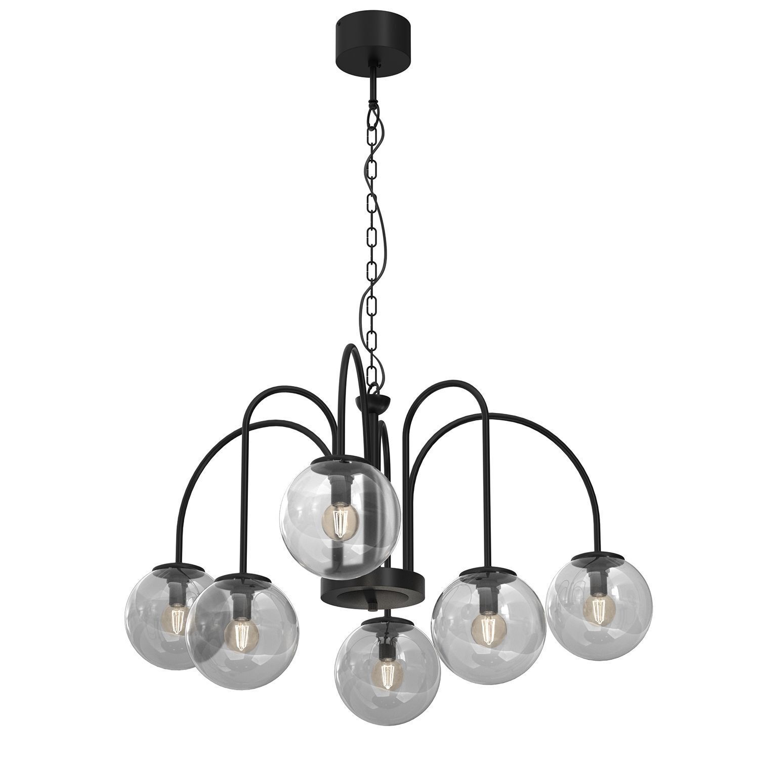 Suspension ronde en laiton noir gris fumé Ø65 cm