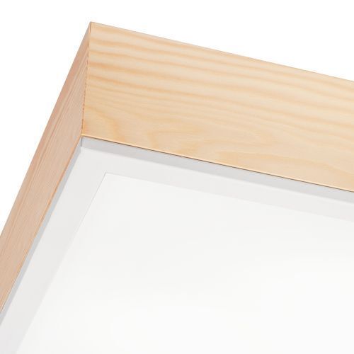 Blendarme Deckenleuchte Glas Holz Pinie E27 L:48 cm Sperrholz, Holz, Weißes Brett