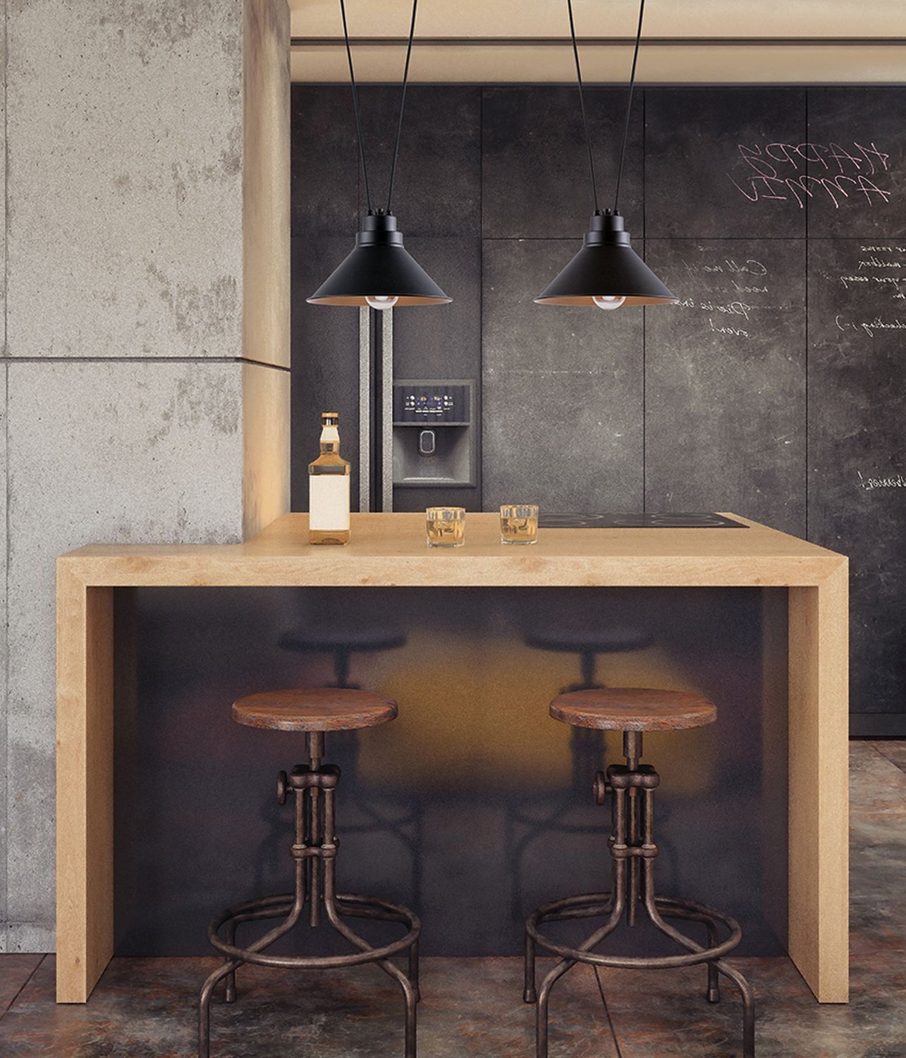 Hängelampe LEANO Schwarz Gold Wohnzimmer Lampe