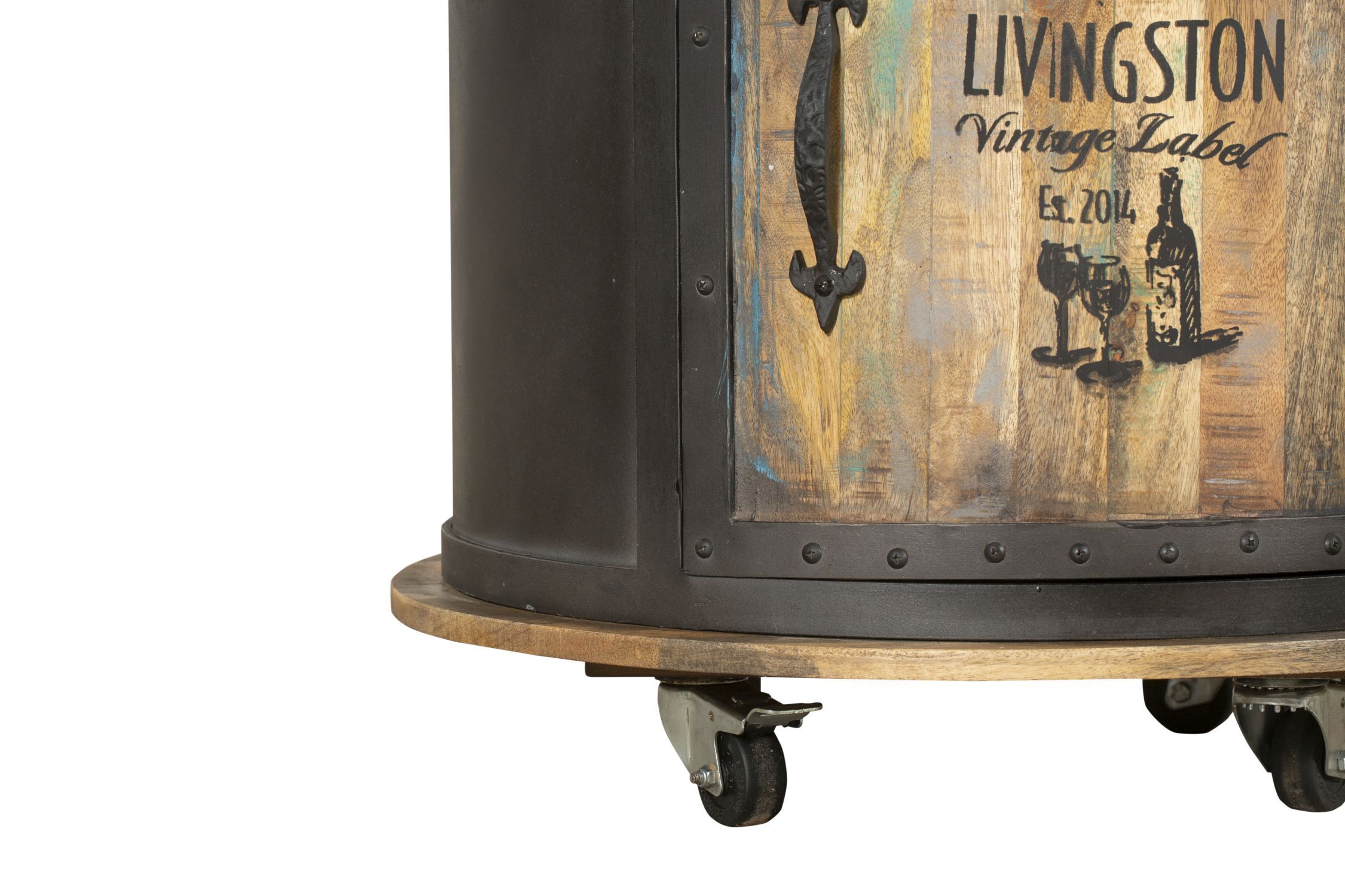 Bar de maison avec roulettes H : 85 cm Ø 60 cm Bar Armoire Bar de maison Vin