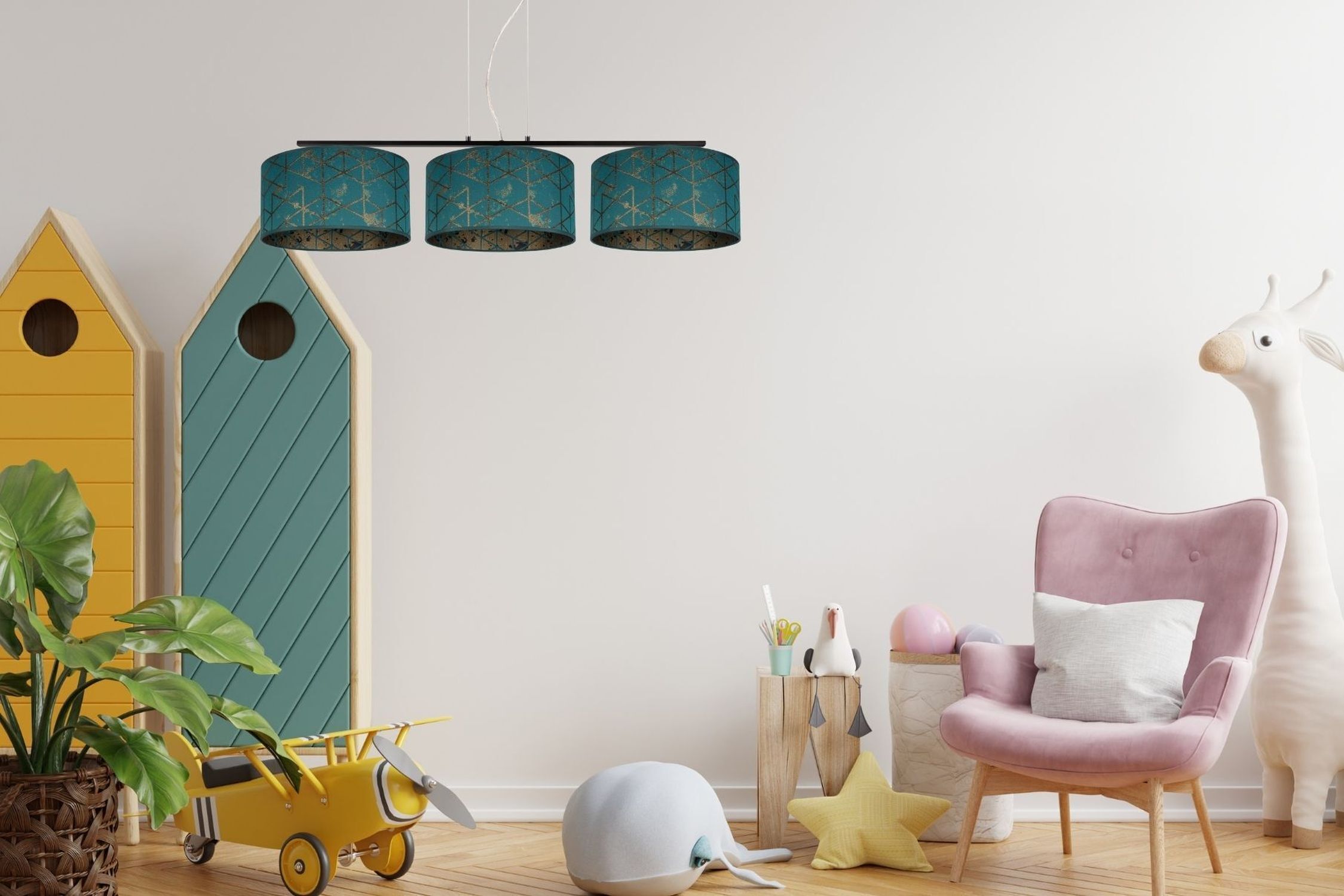 Lampe à suspendre confortable Tissu Vert Motif E27 100 cm de long Innenarchitektur, Pflanze im Topf, Dekoration für Ihr Zuhause, Pflanzgefäß, Wohnzimmer