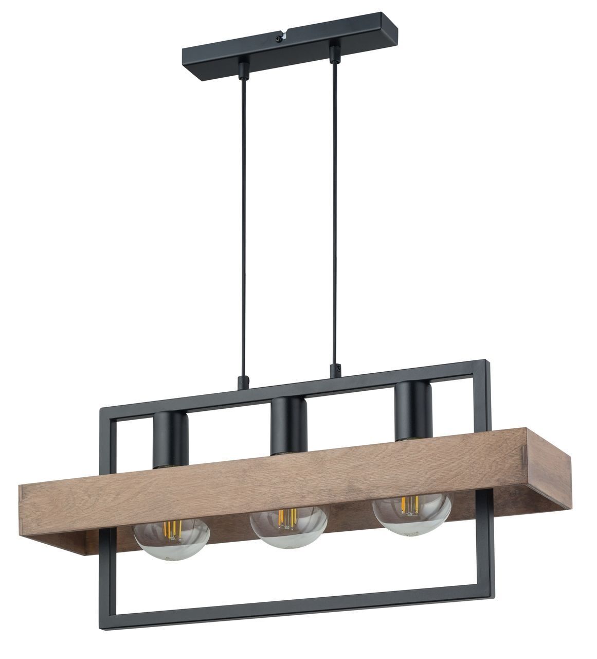 Lampe à suspendre en bois Métal noir E27 61 cm allongée