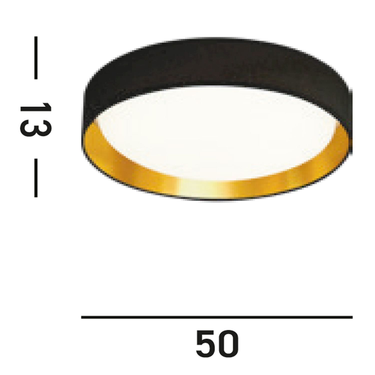 Elegante LED Deckenleuchte Ø50 cm 25 W in Schwarz Gold