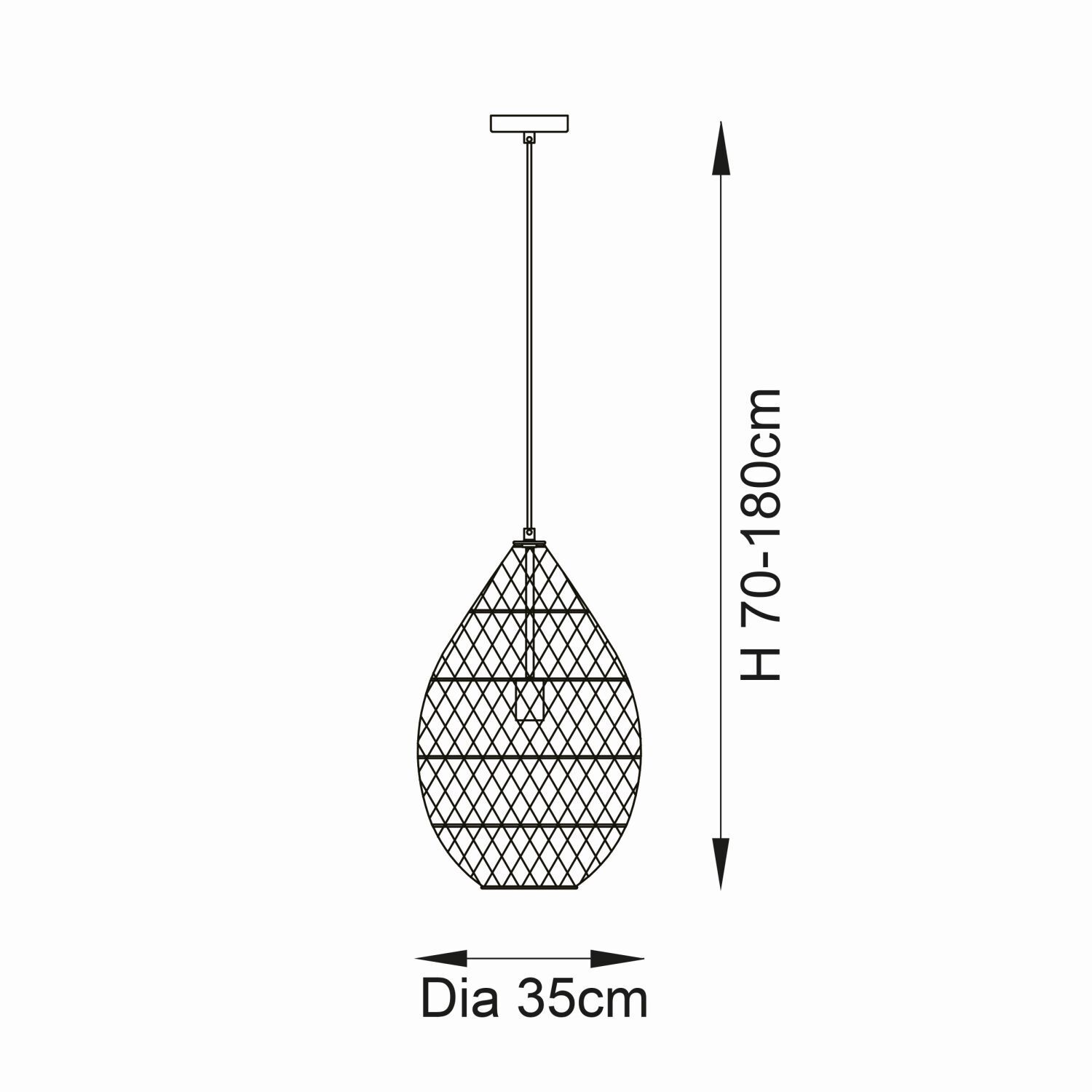 Lampe à suspendre noire en rotin métal Ø 35 cm artisanale Boho