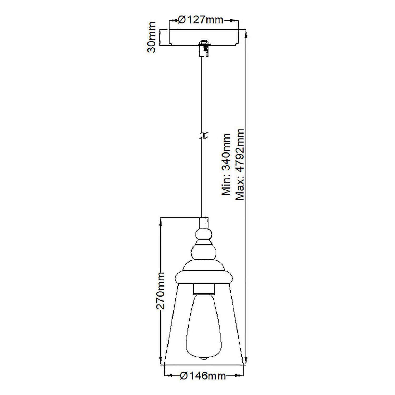 Lampe à suspendre verre E27 Ø 14,6 cm H : max. 479,2 cm
