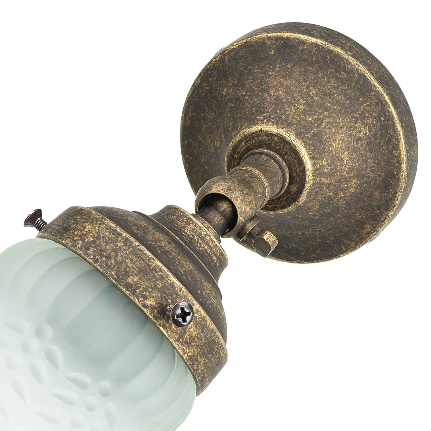 Wandlampe mit Glasschirm Floral aus Echt-Messing Bronze, Leuchte