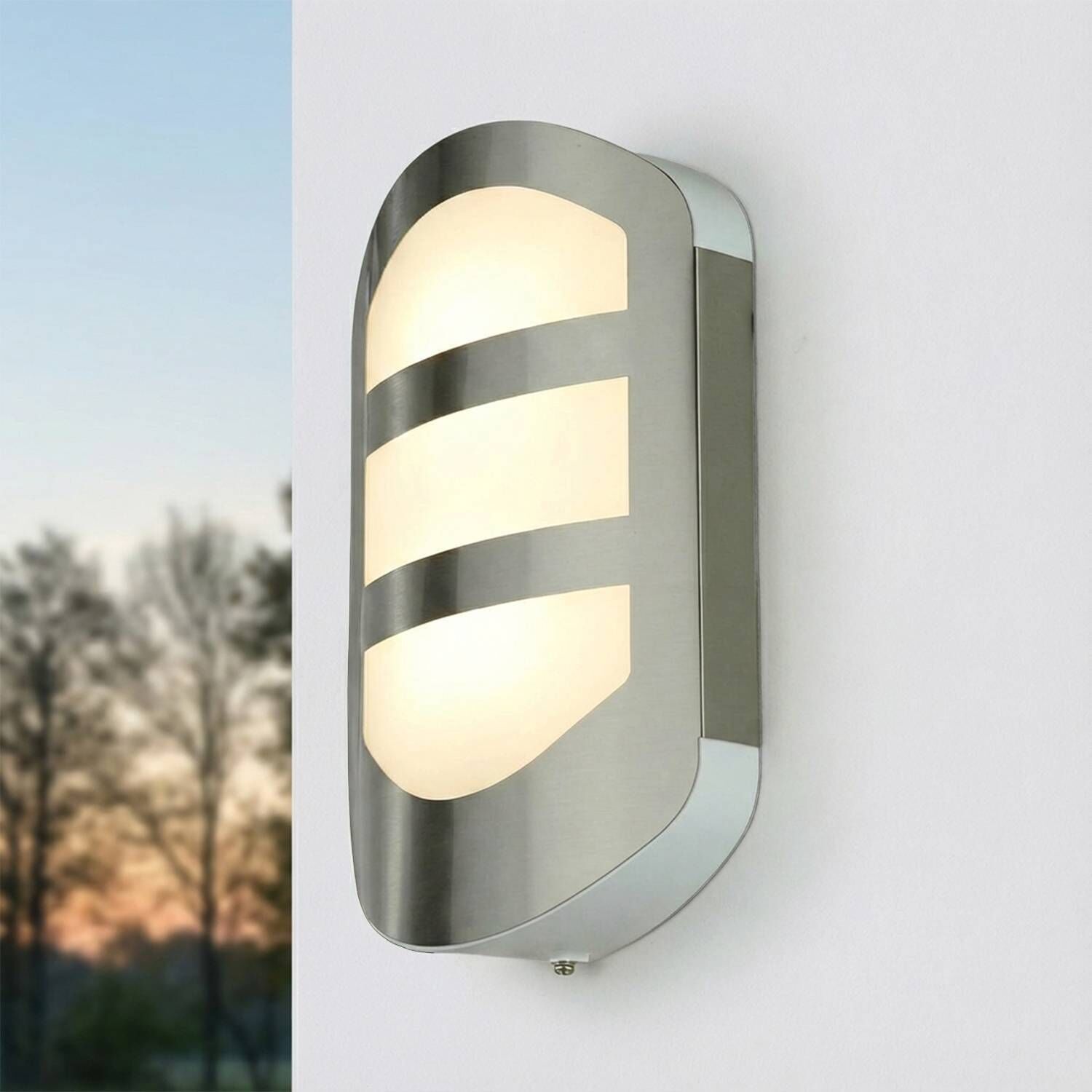 außenleuchte, Wandleuchte, Stahl, metallic, LED-Beleuchtung