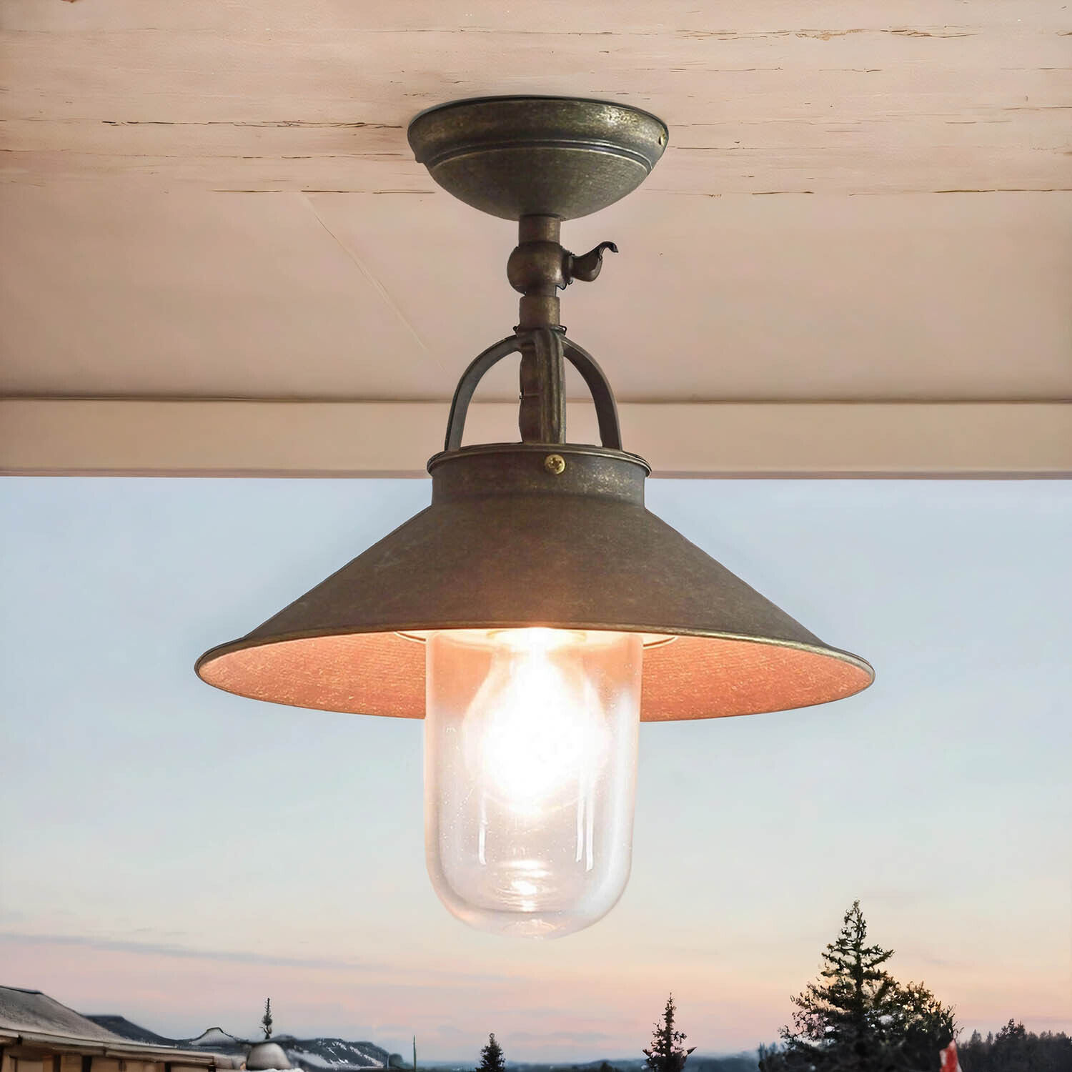 Außenleuchte in Bronze Antik aus Messing Glas Lampe