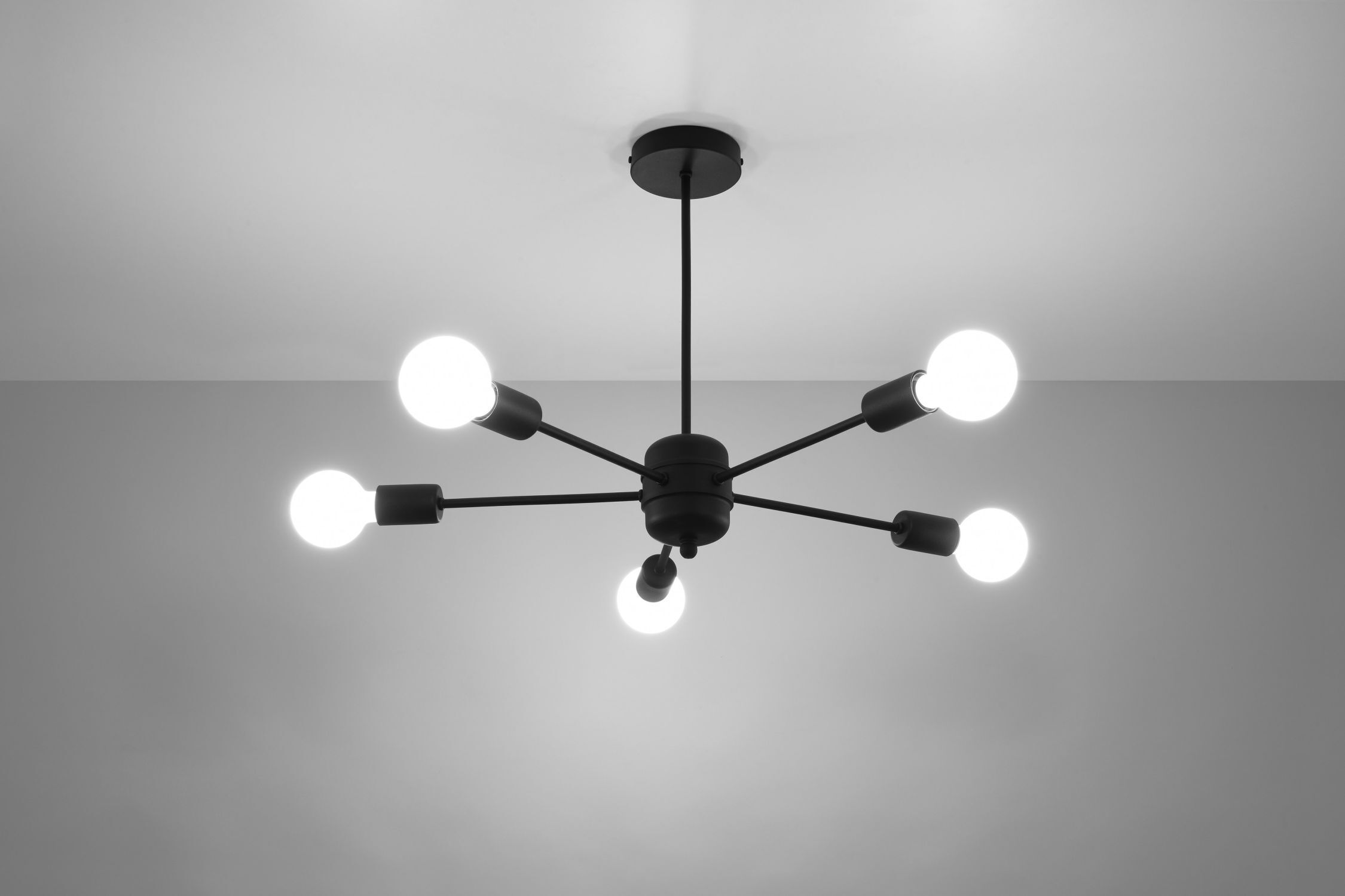 Plafonnier noir Ø 66 cm 5 flammes pour E27