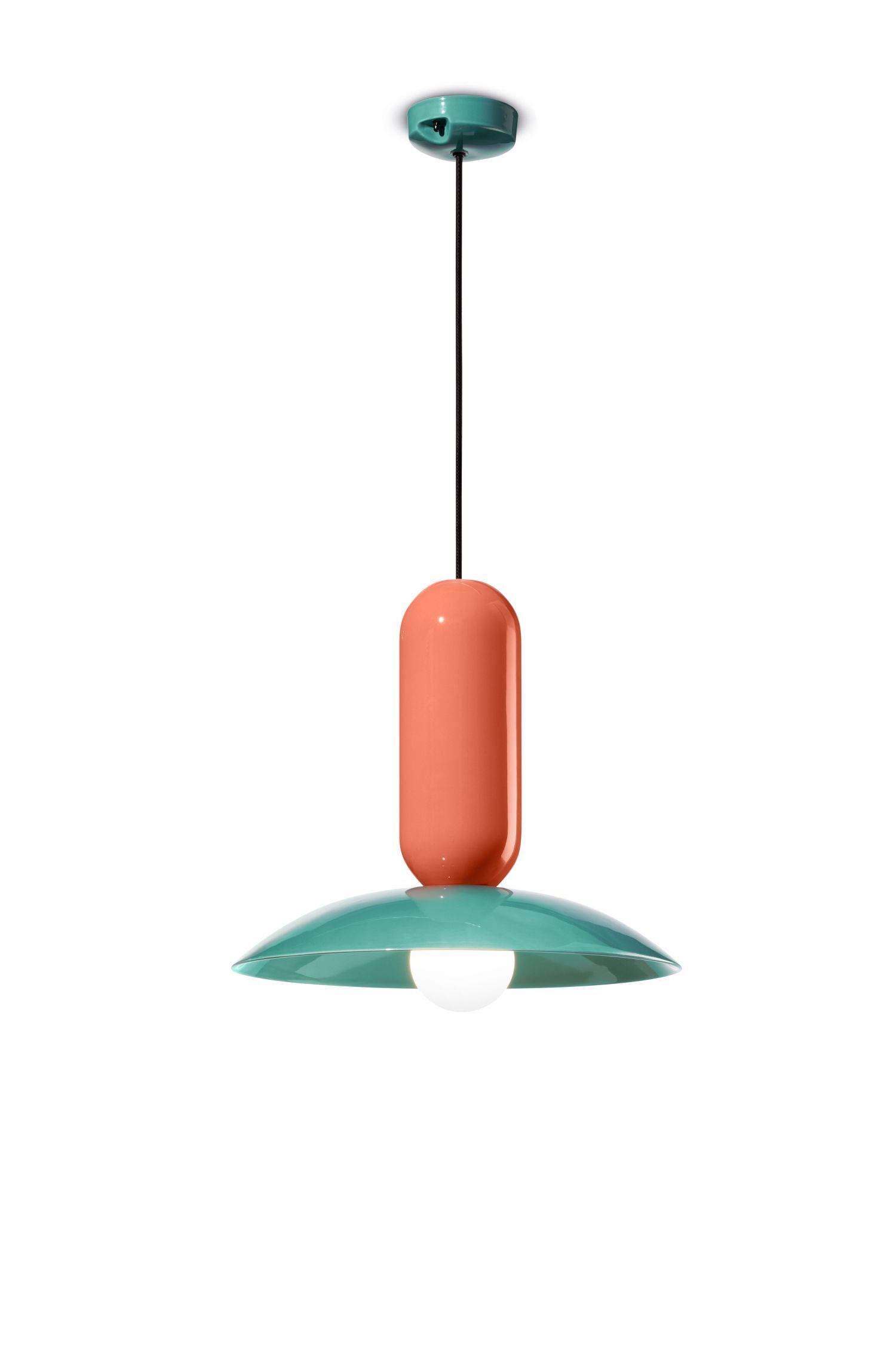 Lampe à suspendre céramique E27 ronde Ø 40 cm Crème Turquoise Orange Lampe à suspendre céramique E27 ronde Ø 40 cm Crème Turquoise Orange