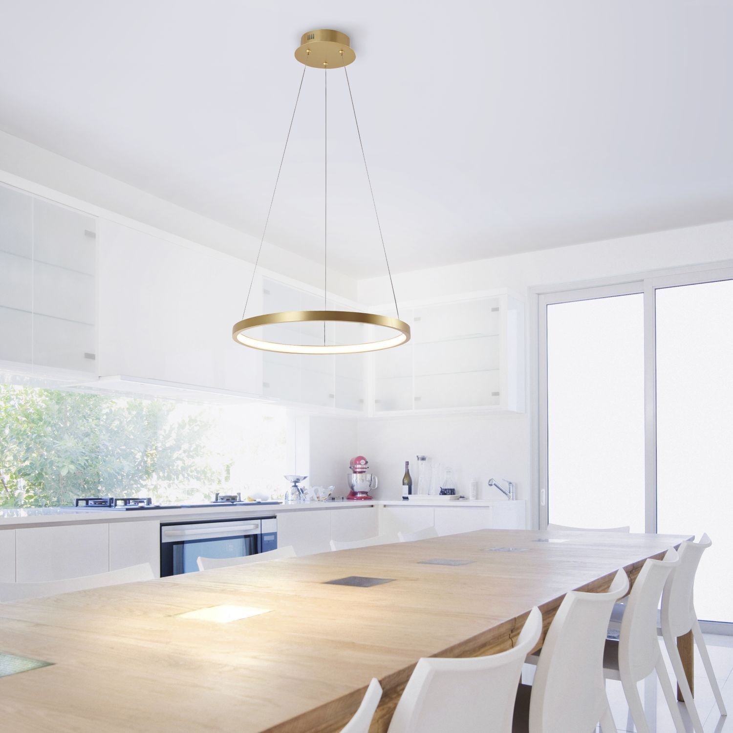 Lampe à suspendre LED Ring en métal doré Ø39 cm 2450 lm 19 W