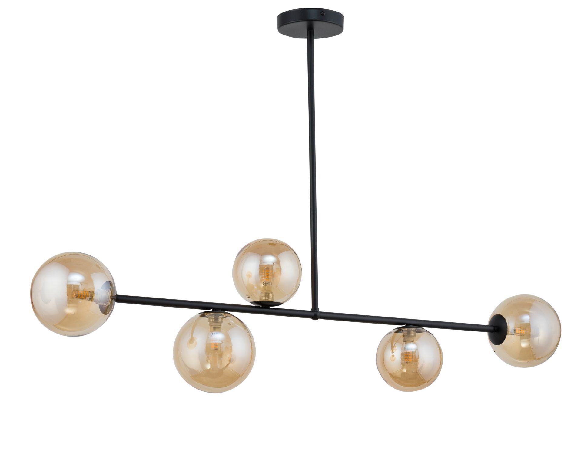 Deckenleuchte Glas Bernstein Metall Schwarz G9 blendarm