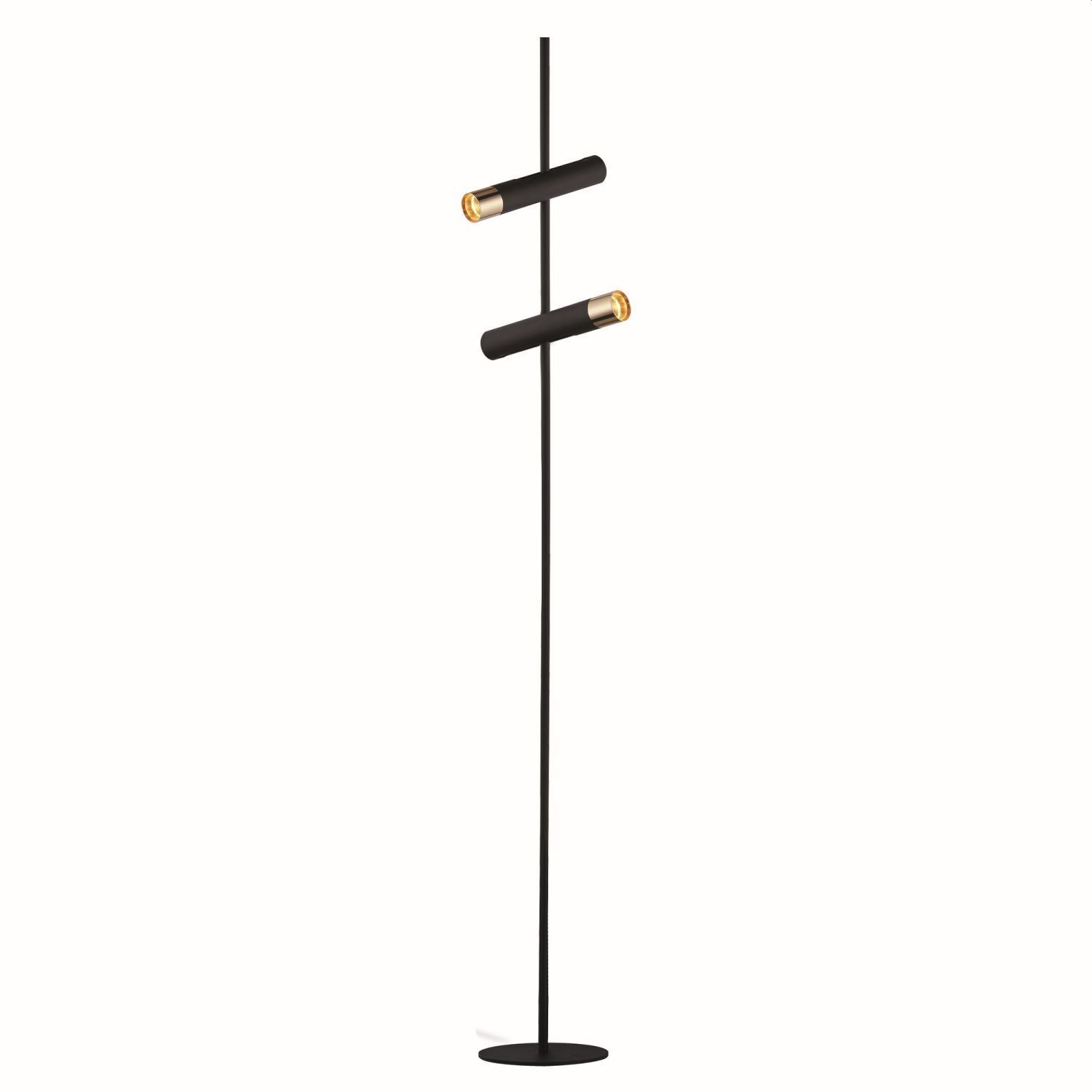Stehleuchte LED verstellbar 151 cm in Schwarz Gold 3000 K
