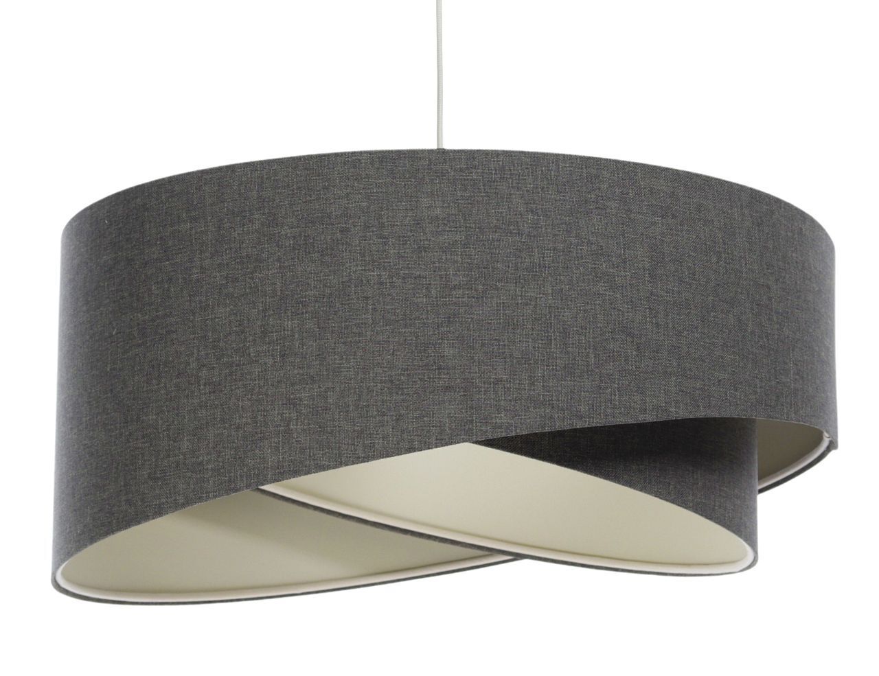 Hängeleuchte E27 rund Ø 40 cm Grau Stoff Modern INGRAM Lampe