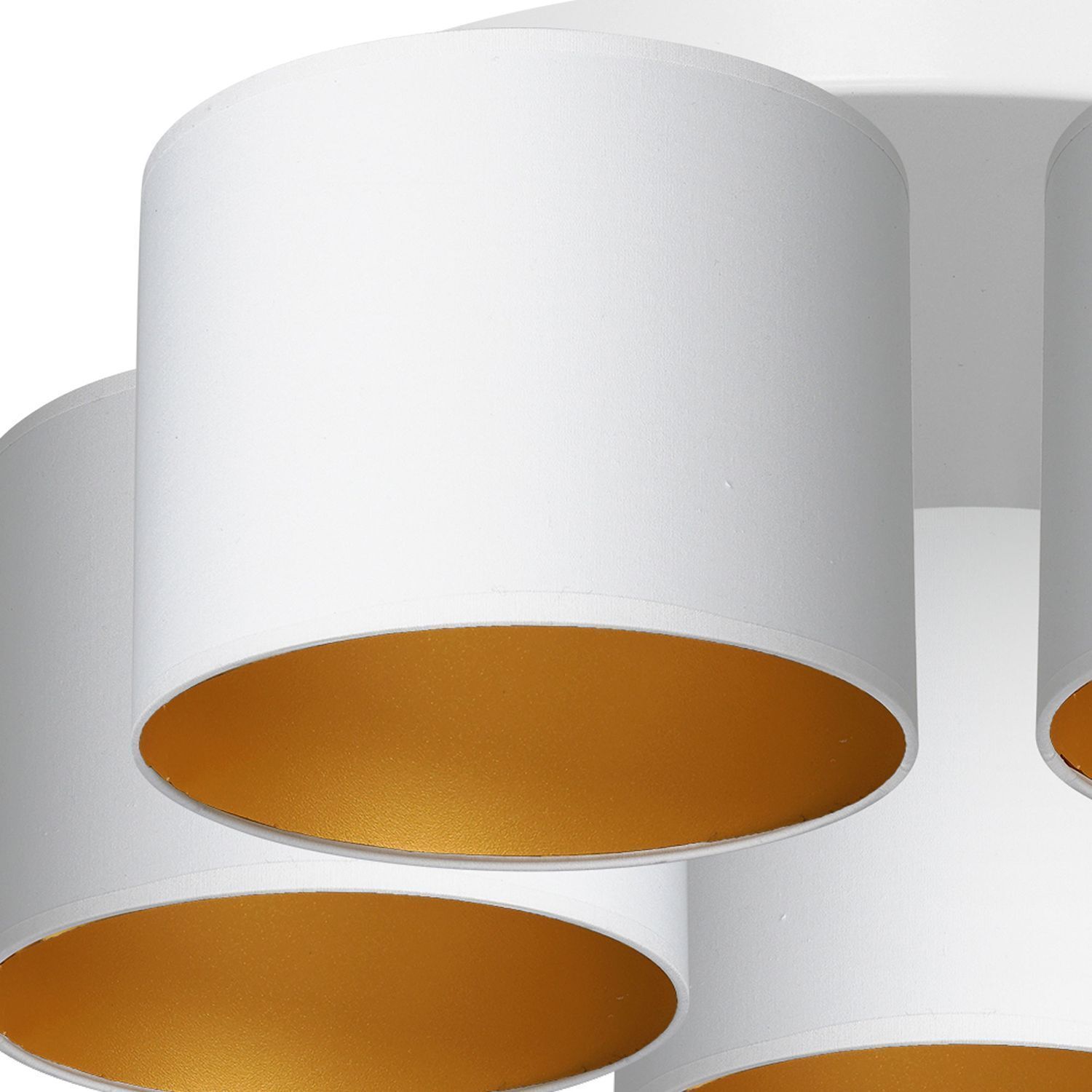 Deckenleuchte Weiß Gold Stoff Metall E27 rund Ø58 cm